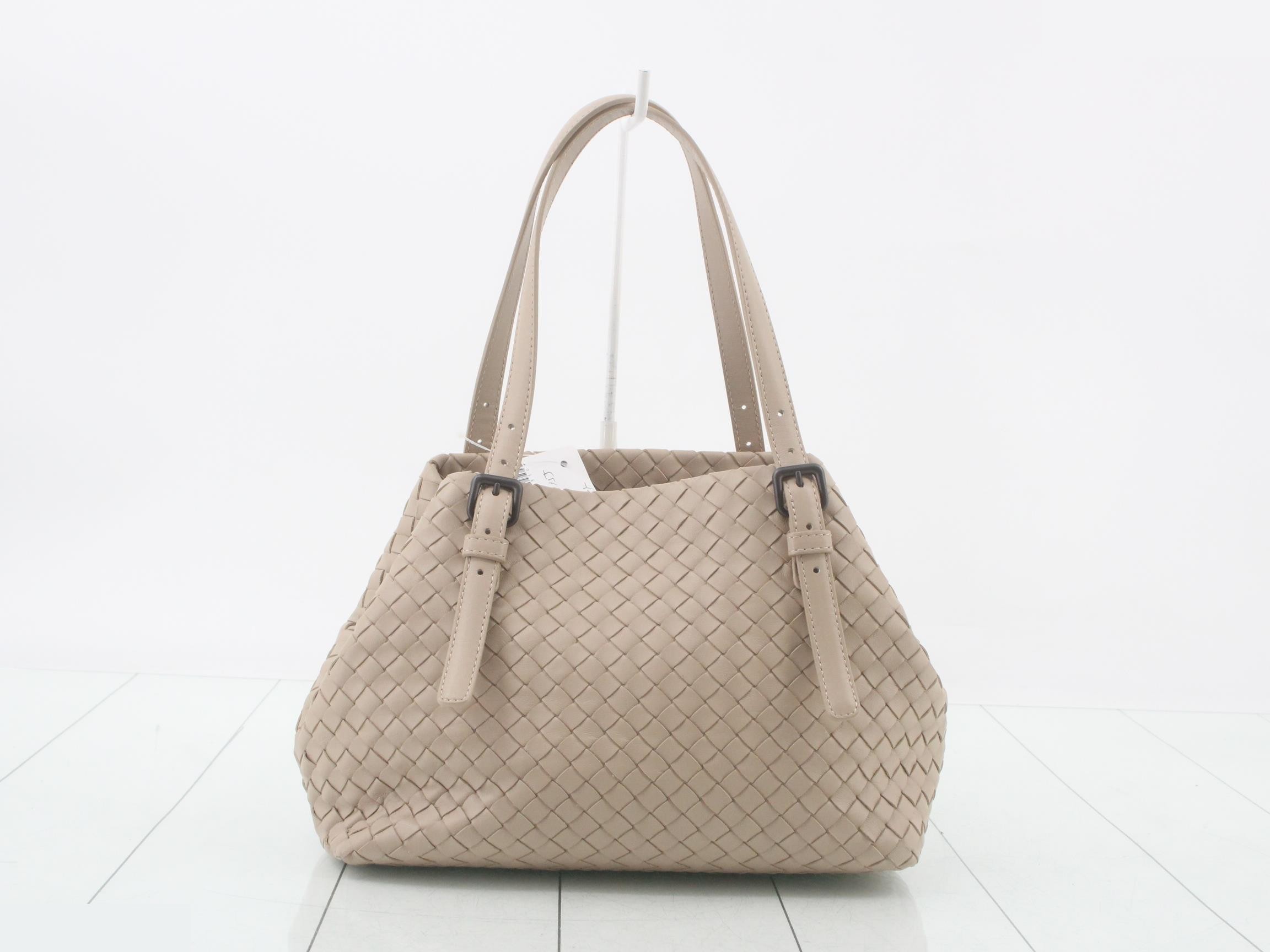 Intrecciato tote bag, leather, beige — view 2