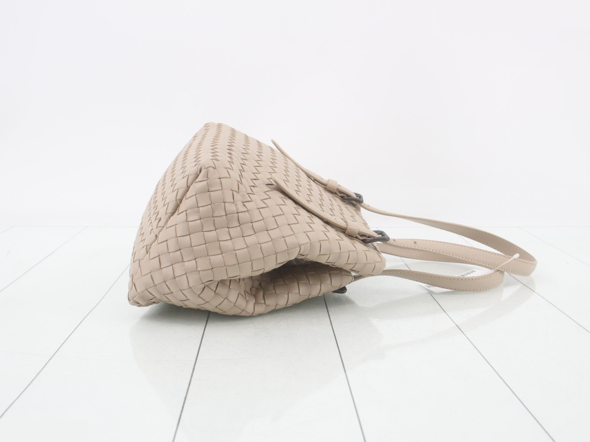 Intrecciato tote bag, leather, beige — view 3