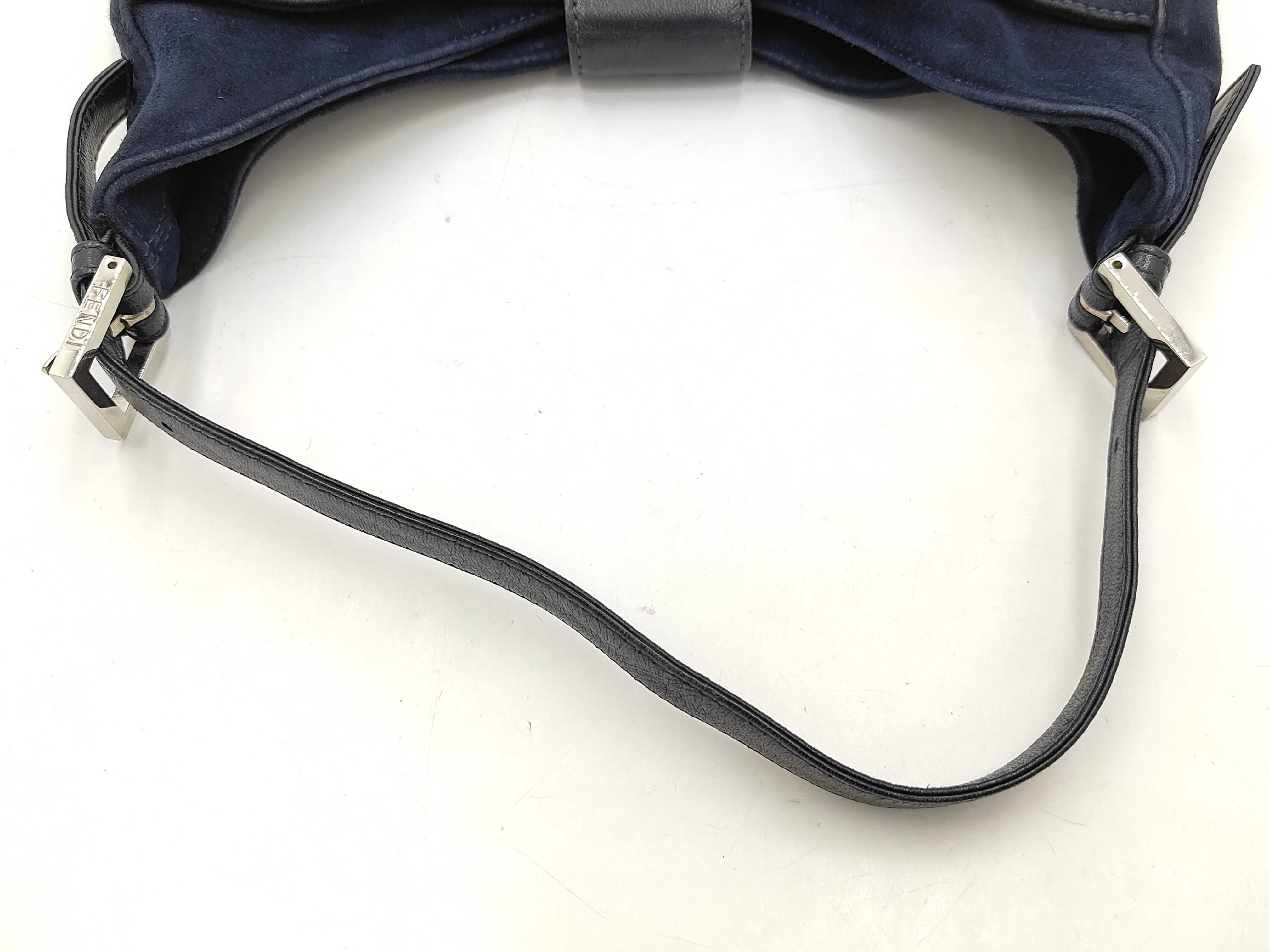 suede shoulder bag, navy color. — view 3