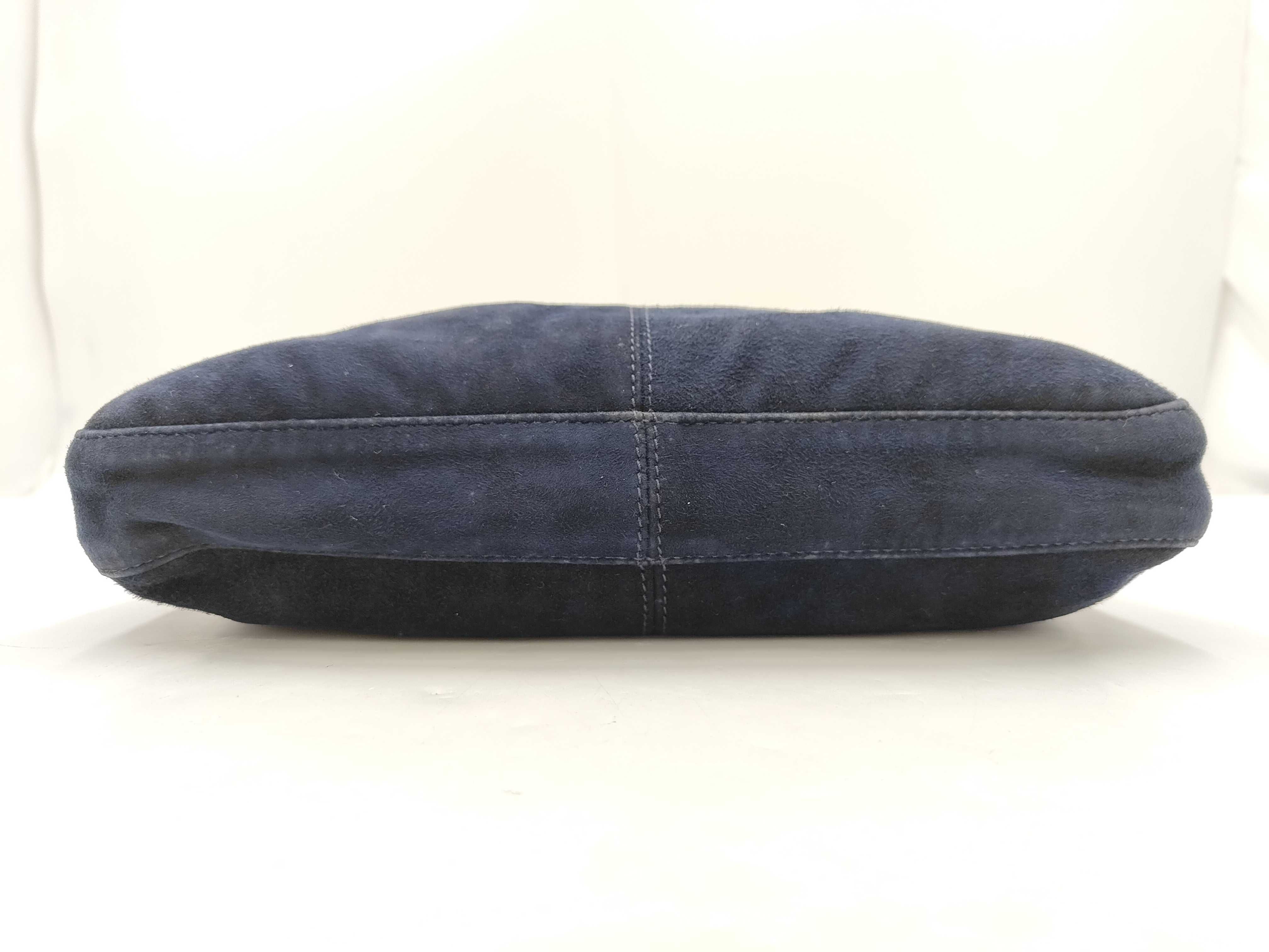 suede shoulder bag, navy color. — view 7
