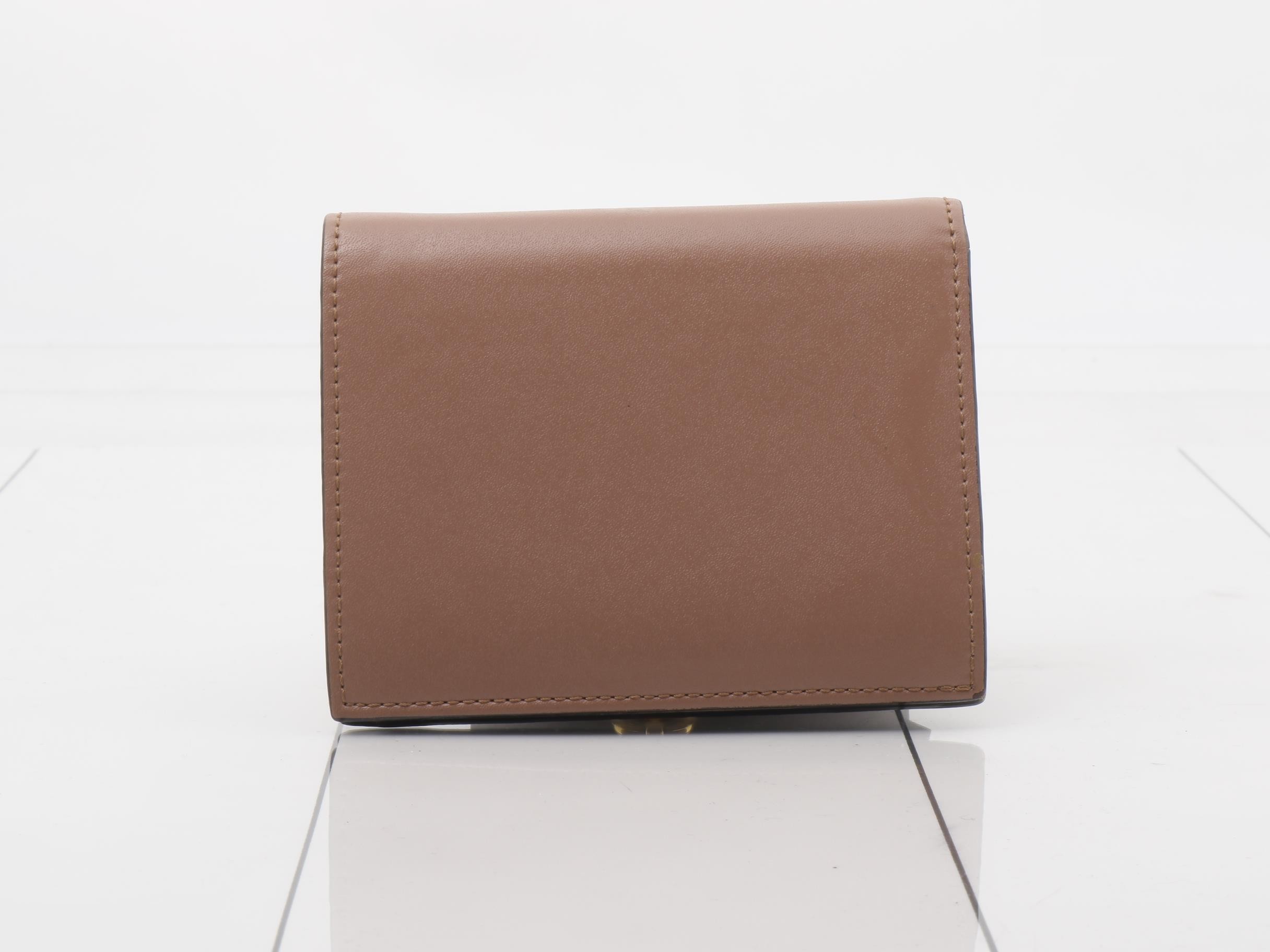 Logo bifold wallet, gold hardware, leather, pink — view 2