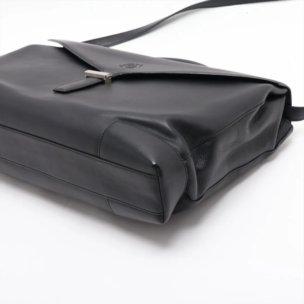 Anagram Leather 2-Way Business Bag, Black — view 3