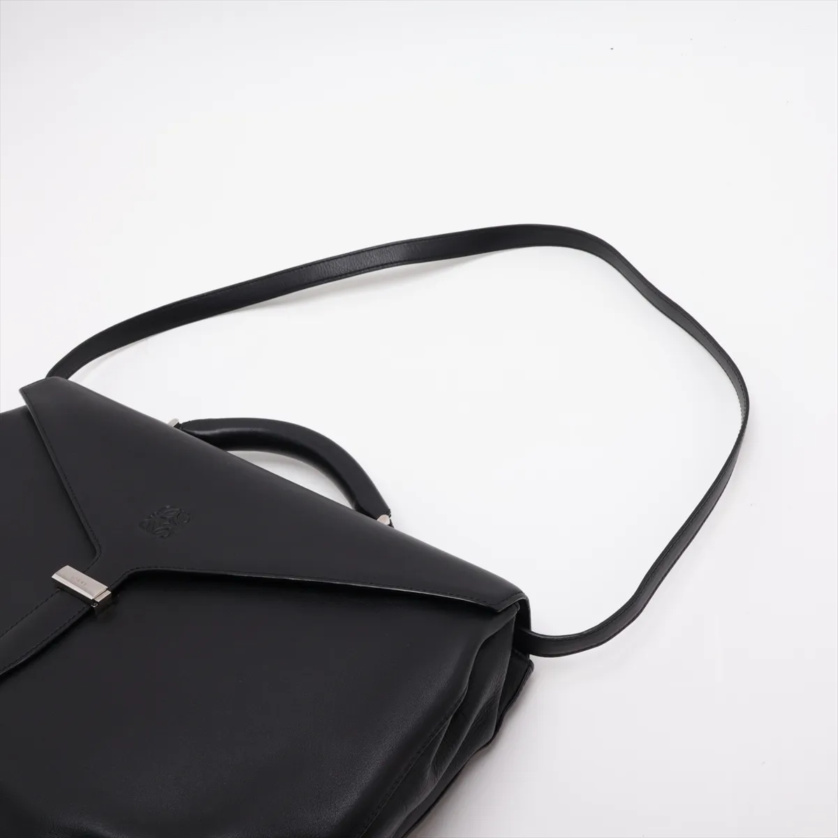 Anagram Leather 2-Way Business Bag, Black — view 7