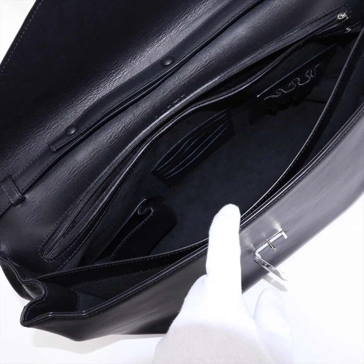 Anagram Leather 2-Way Business Bag, Black — view 8