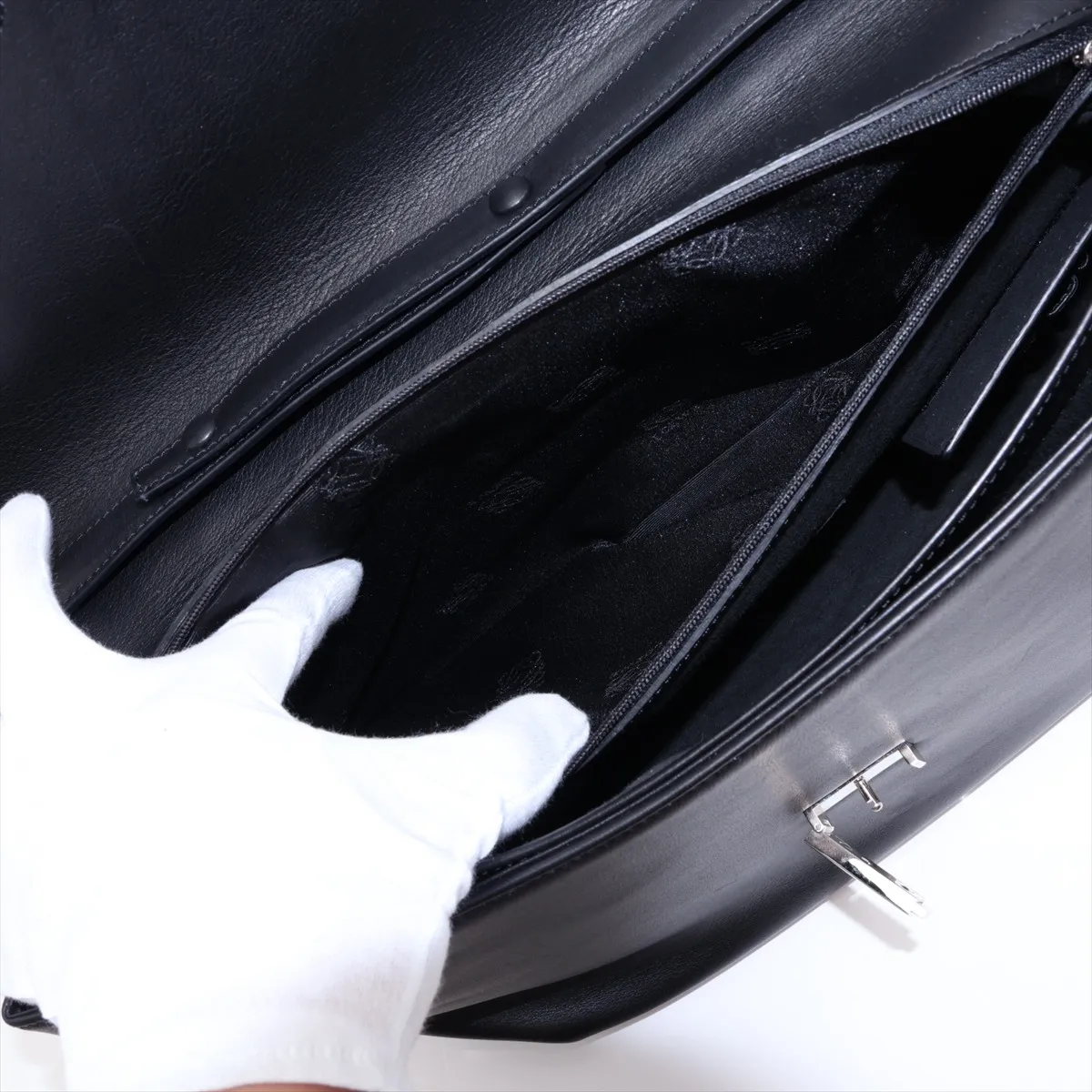Anagram Leather 2-Way Business Bag, Black — view 10