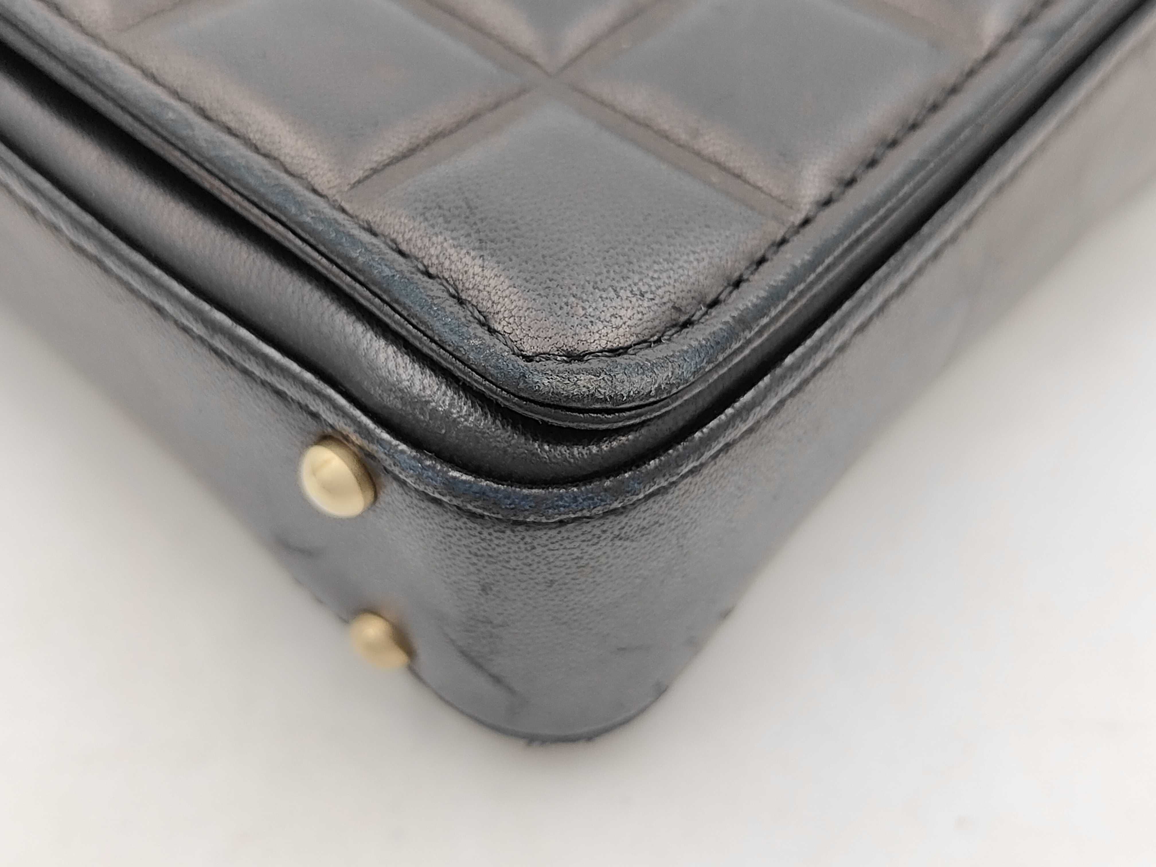Chocolate Bar One-Shoulder Lambskin Black Shoulder Bag — view 3