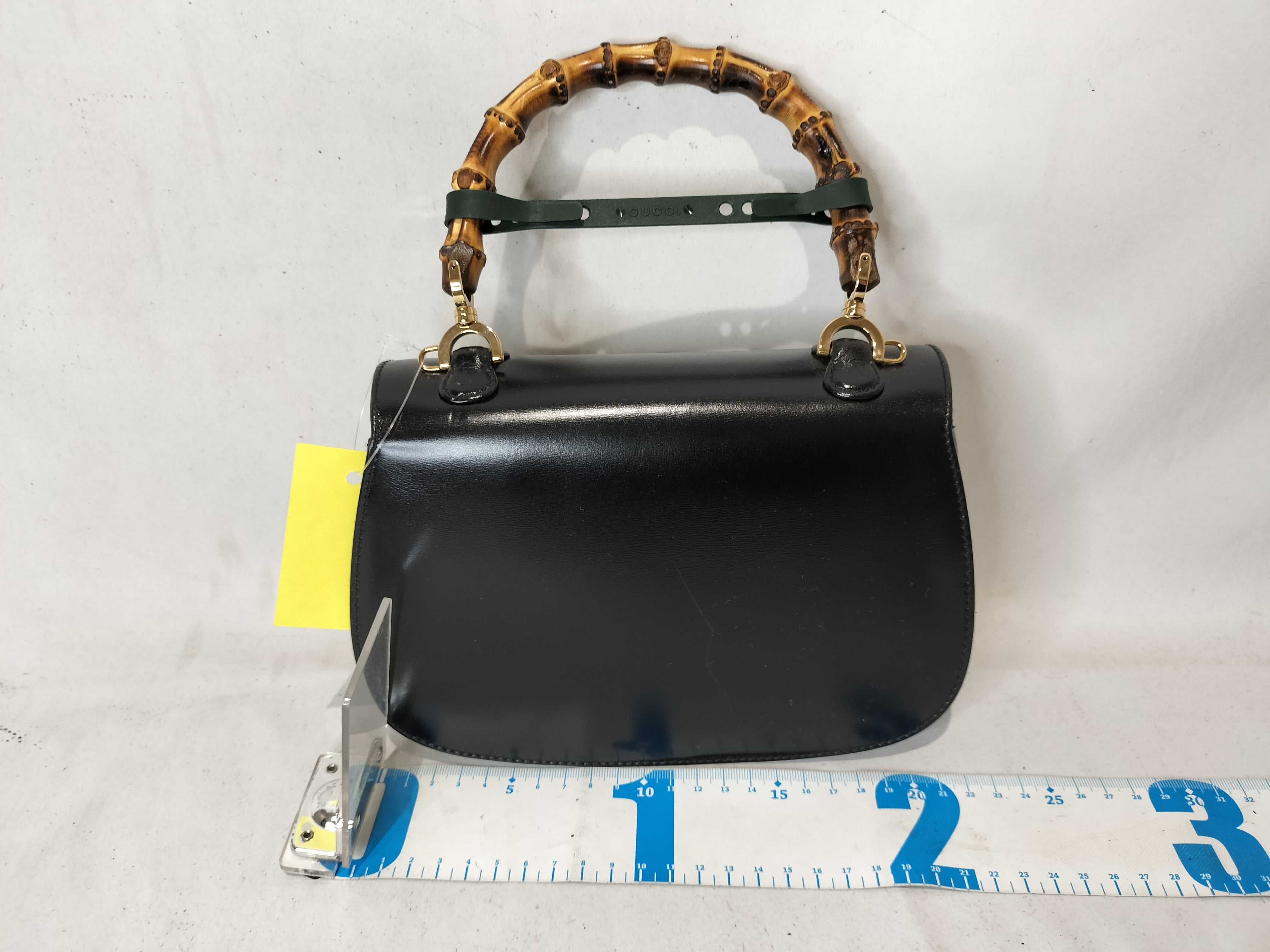 Bamboo Old Gucci Bamboo Leather 2-Way Handbag Black 000 Handbag — view 2