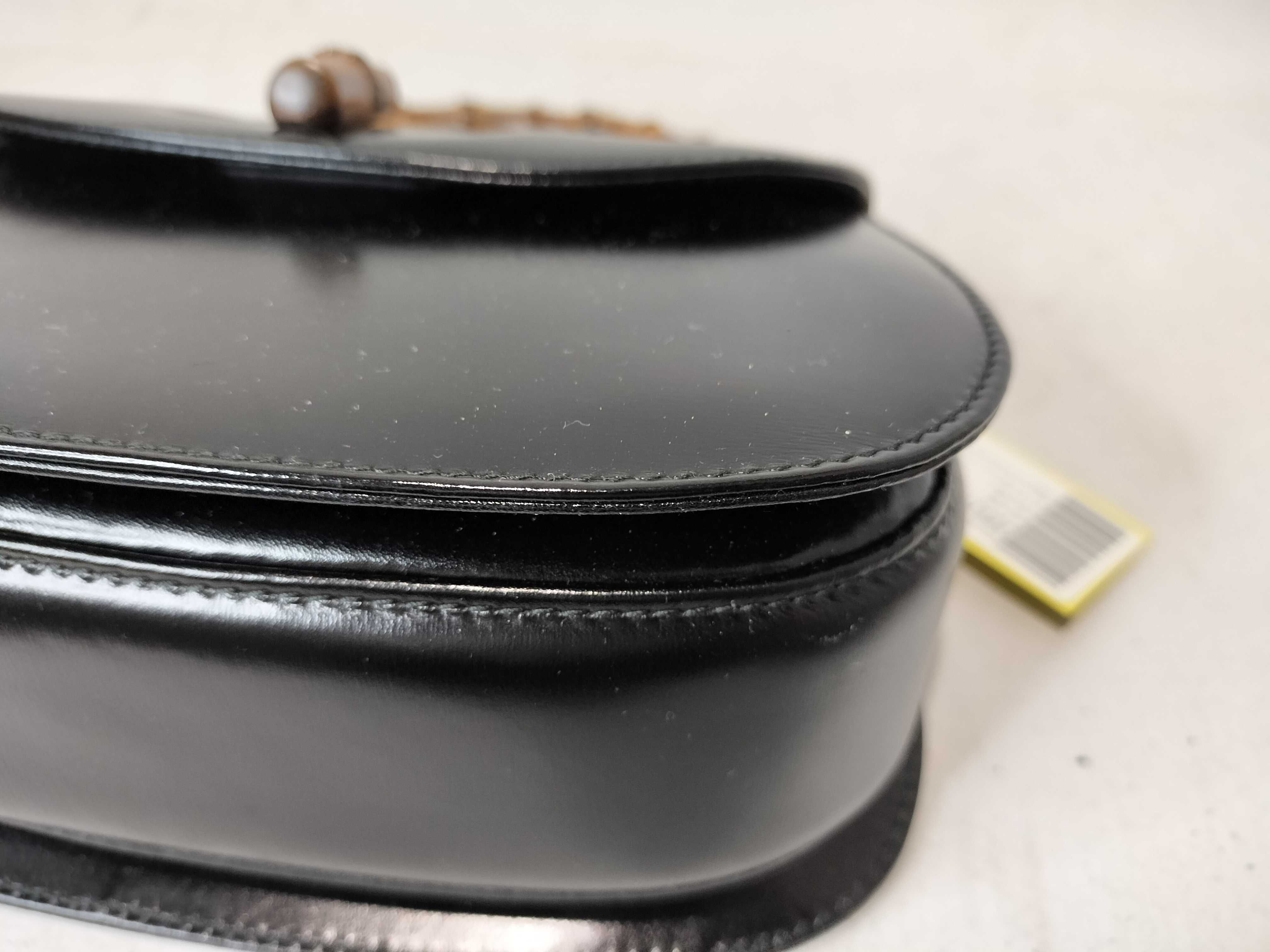 Bamboo Old Gucci Bamboo Leather 2-Way Handbag Black 000 Handbag — view 6