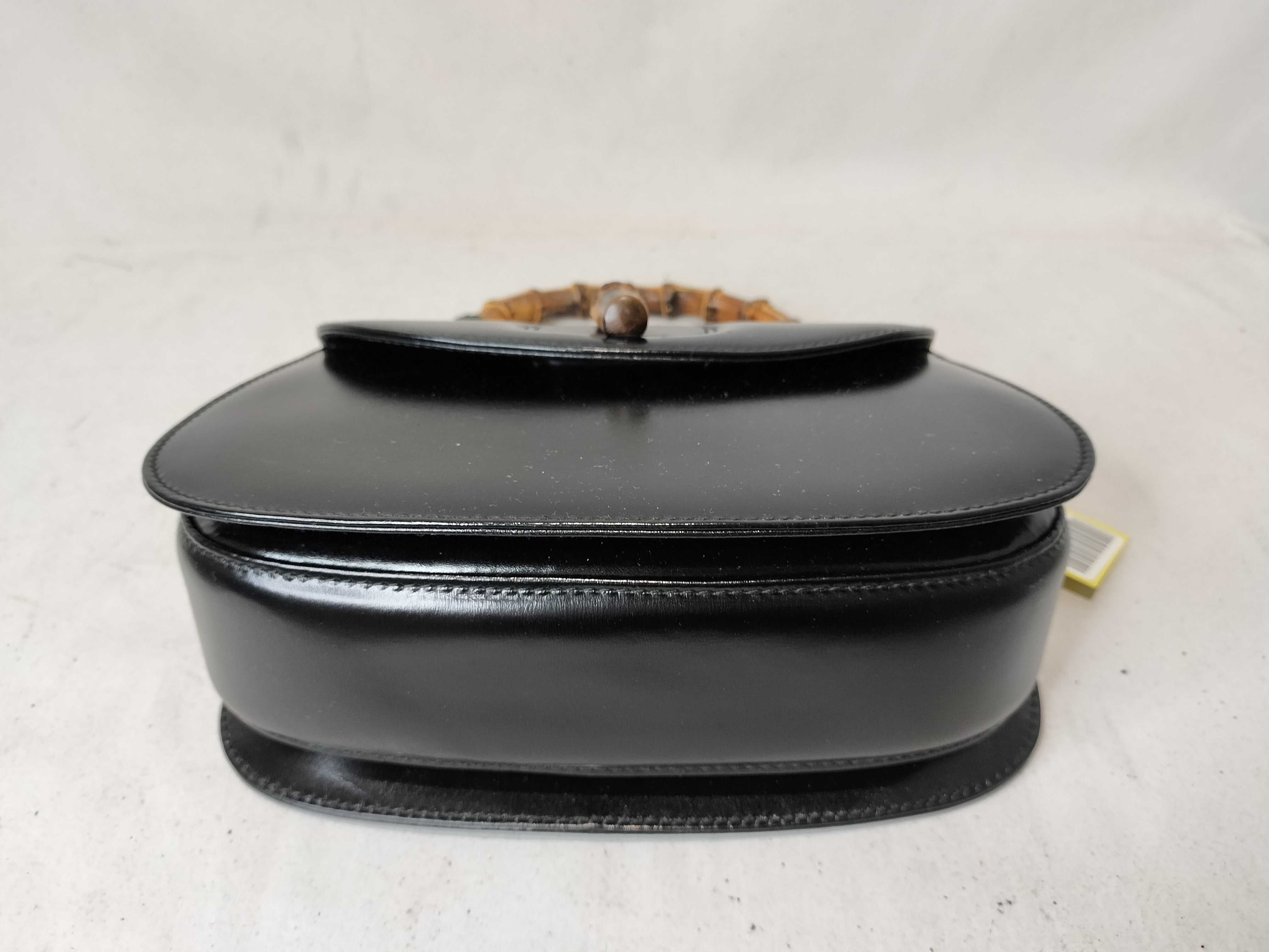 Bamboo Old Gucci Bamboo Leather 2-Way Handbag Black 000 Handbag — view 7