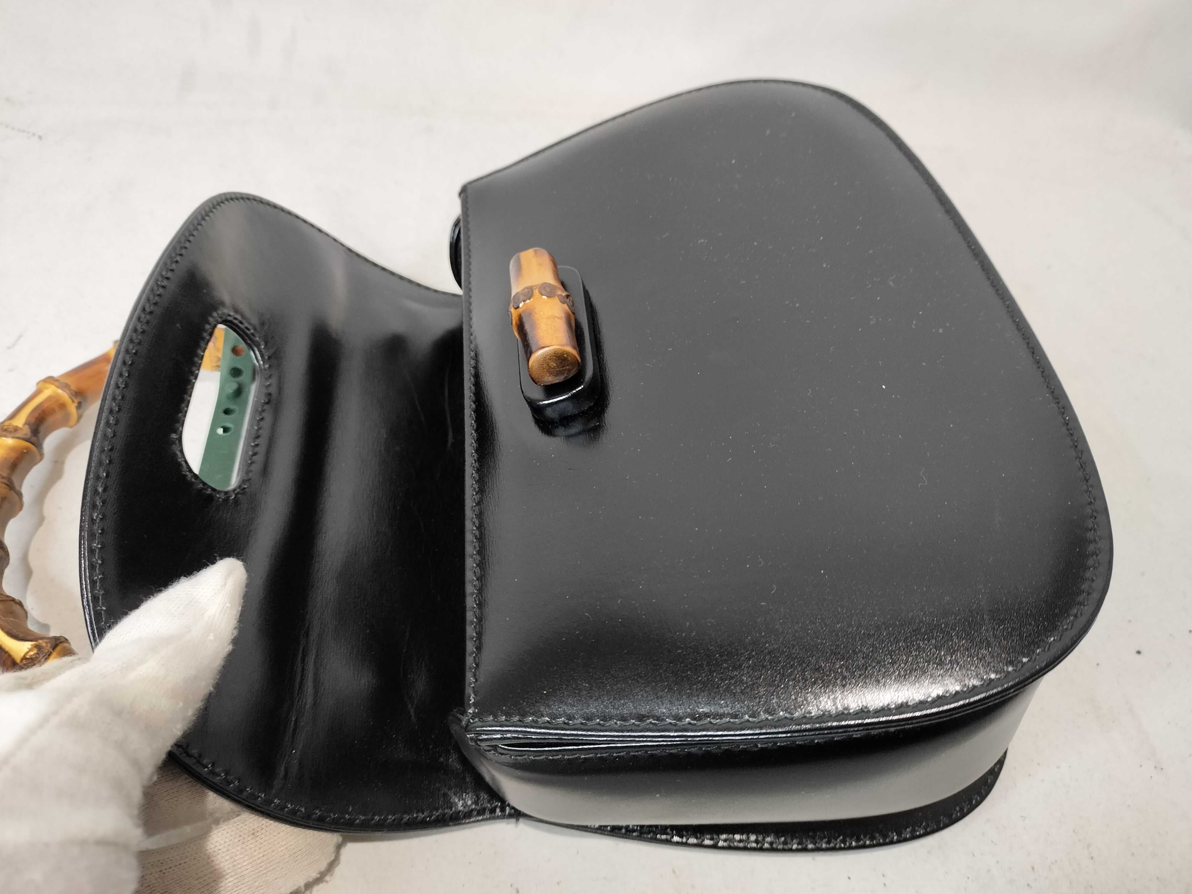 Bamboo Old Gucci Bamboo Leather 2-Way Handbag Black 000 Handbag — view 8