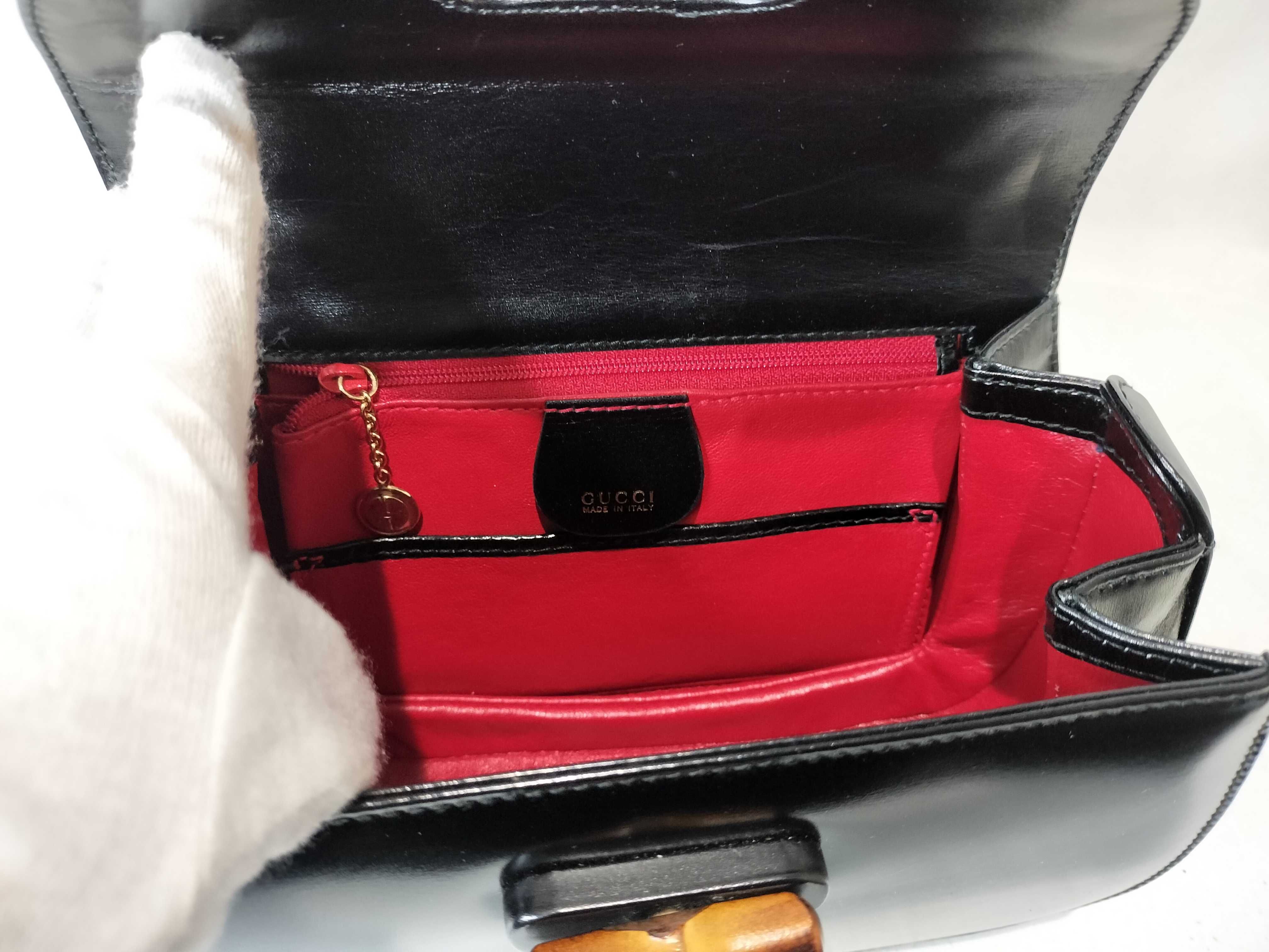 Bamboo Old Gucci Bamboo Leather 2-Way Handbag Black 000 Handbag — view 9