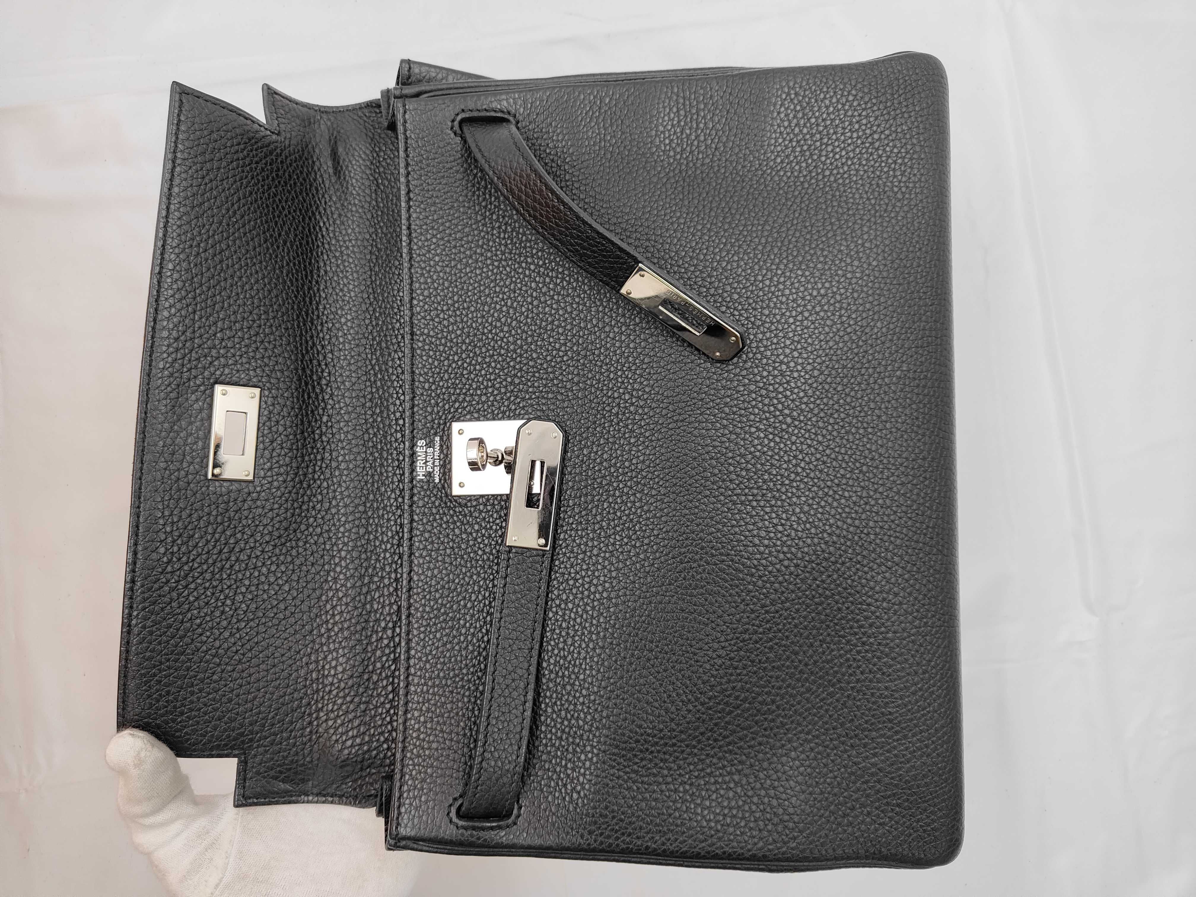 Kelly 32 Togo Leather, Black with Silver Hardware, Inside Stitching, N Stamp, 2-Way Handbag — view 8