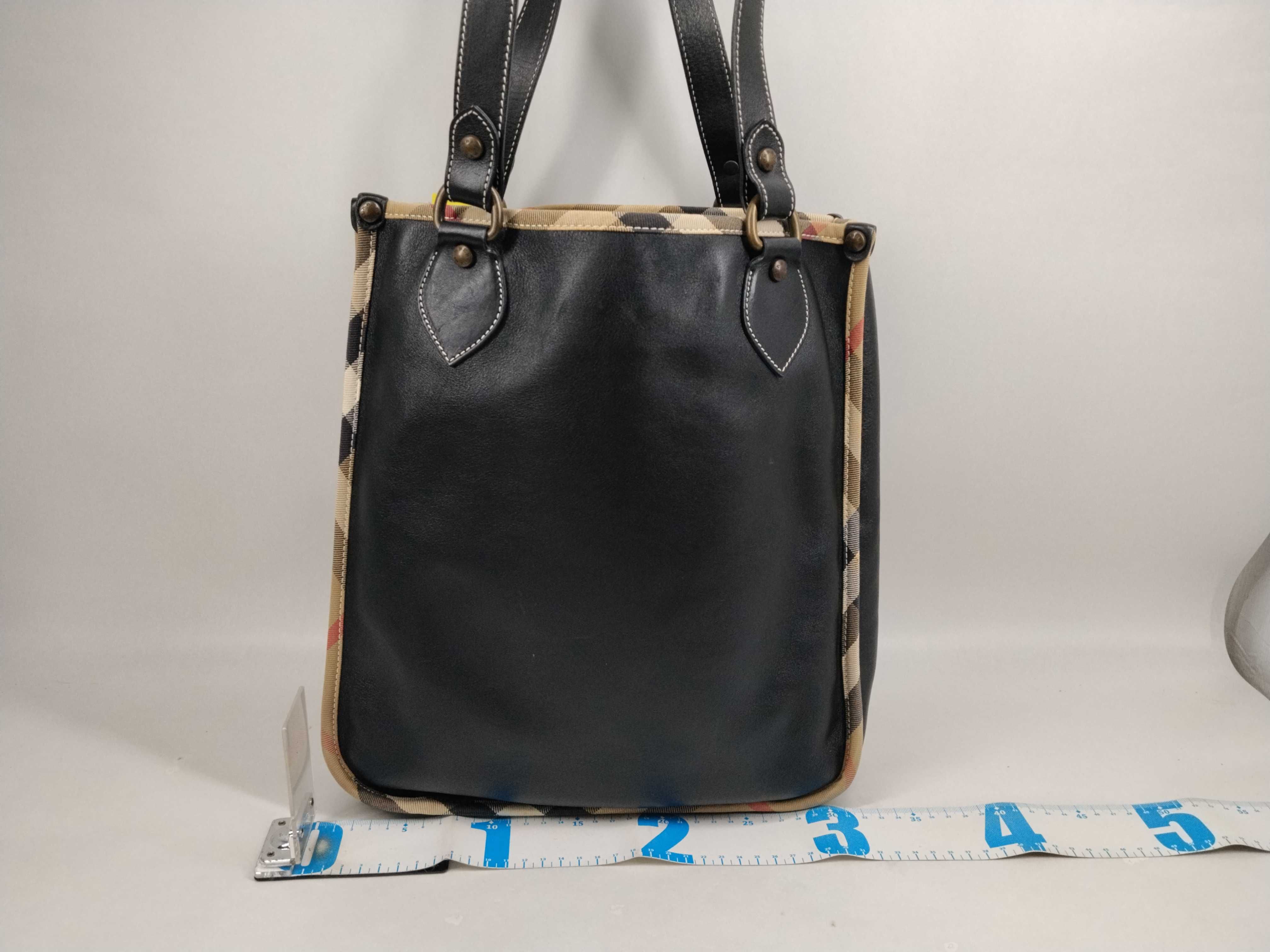 Check Leather Tote Bag — view 2