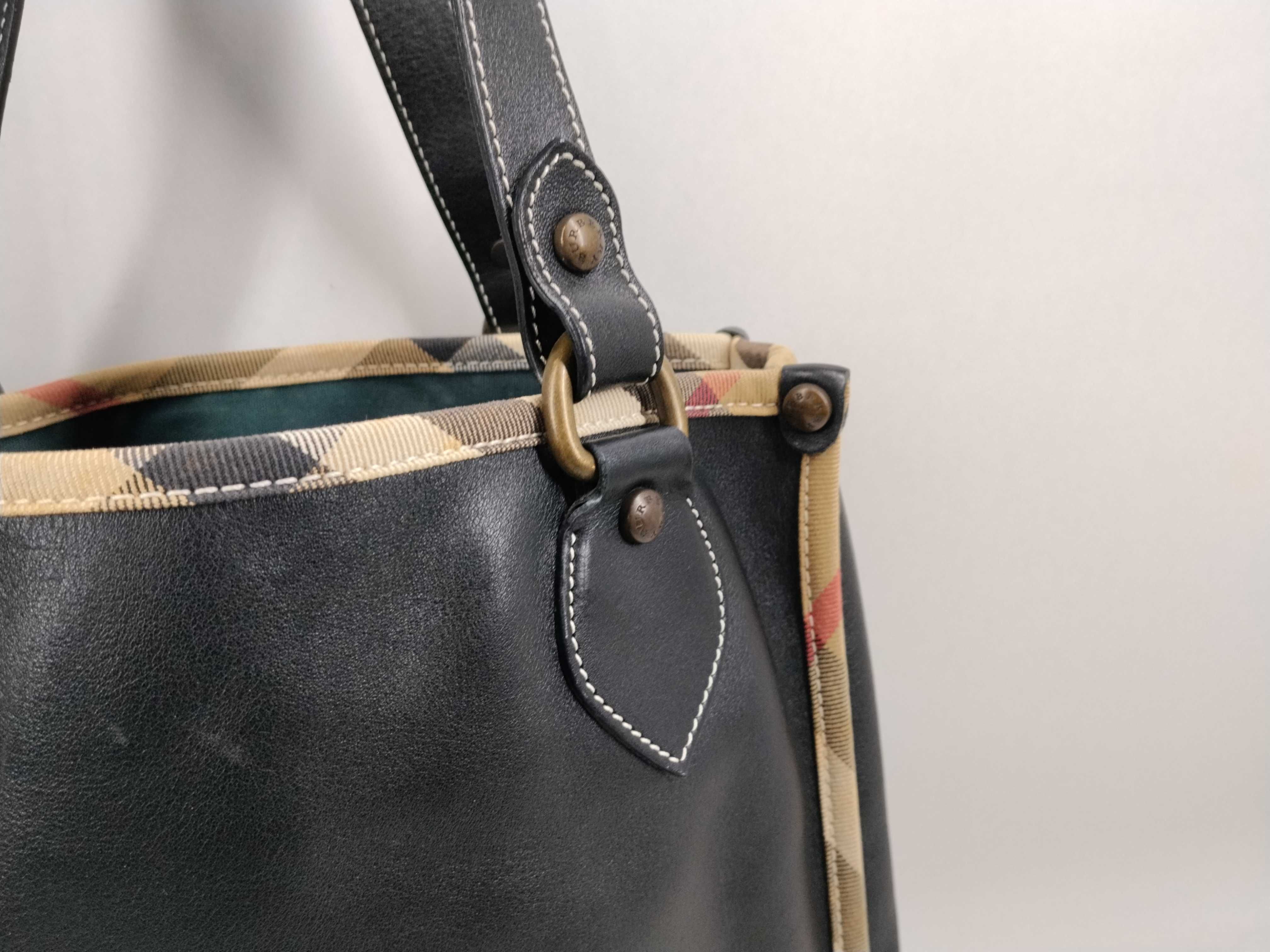 Check Leather Tote Bag — view 3