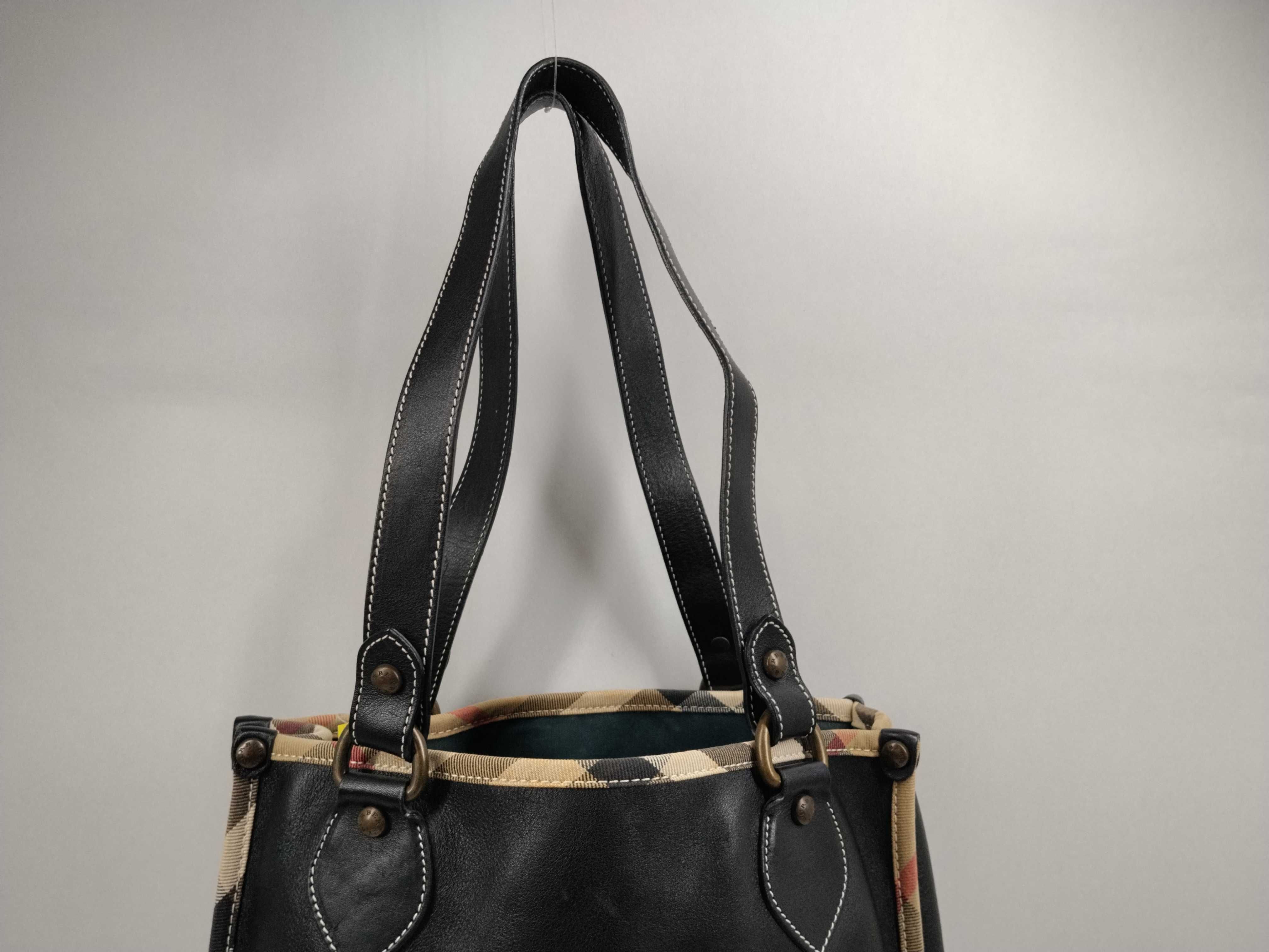 Check Leather Tote Bag — view 4