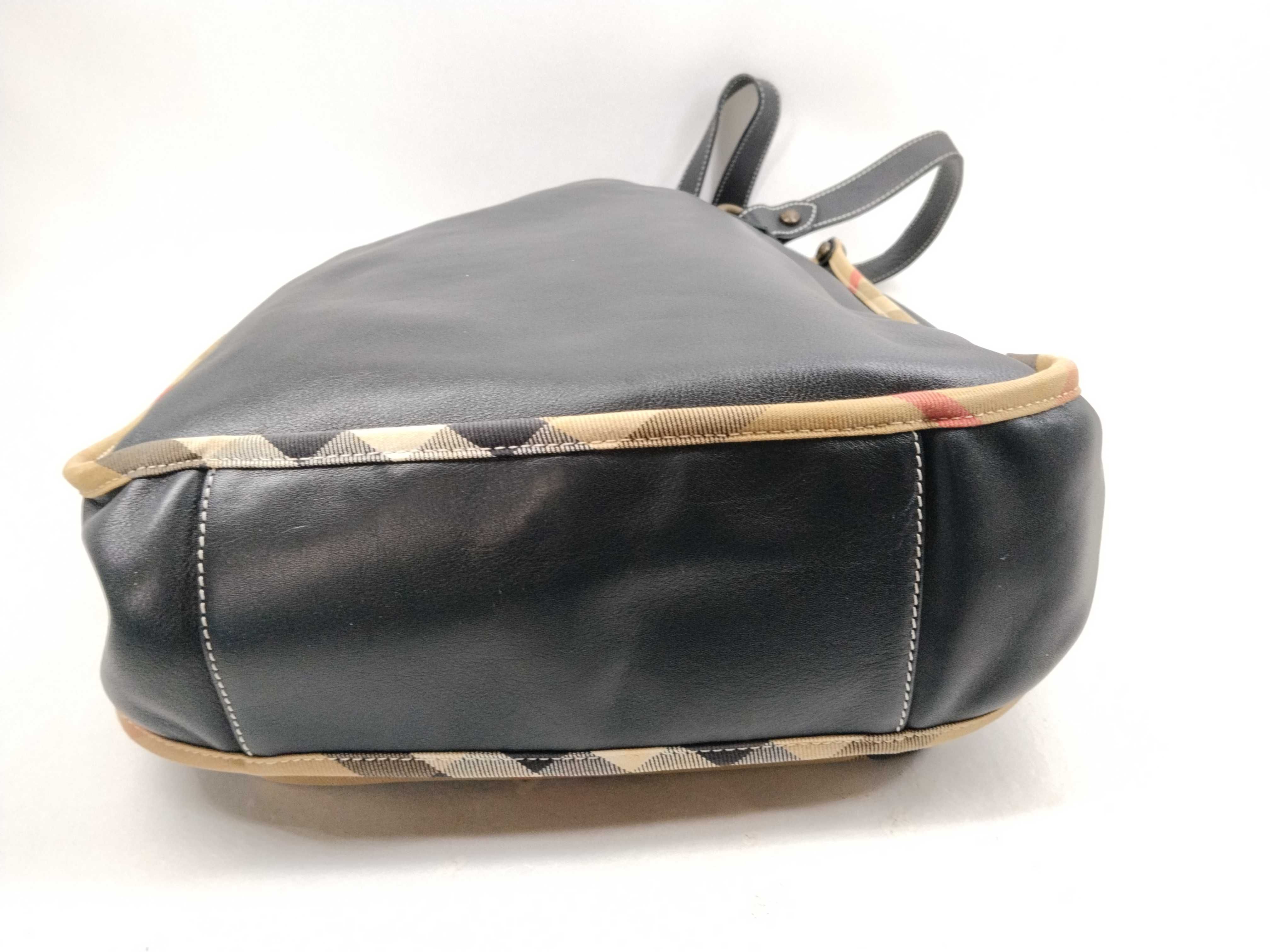 Check Leather Tote Bag — view 7