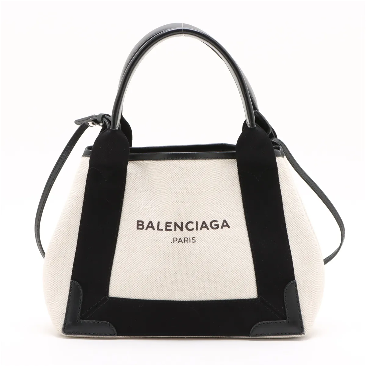 Navy Cabas XS Canvas x Leather 2WAY Handbag Beige x Black 390346