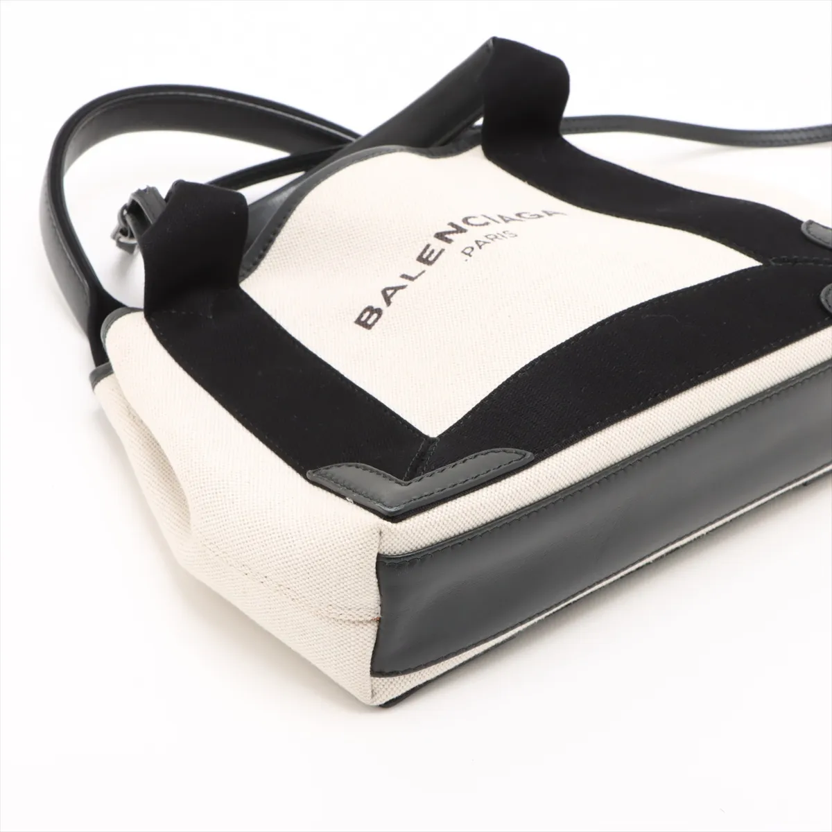 Navy Cabas XS Canvas x Leather 2WAY Handbag Beige x Black 390346 — view 4