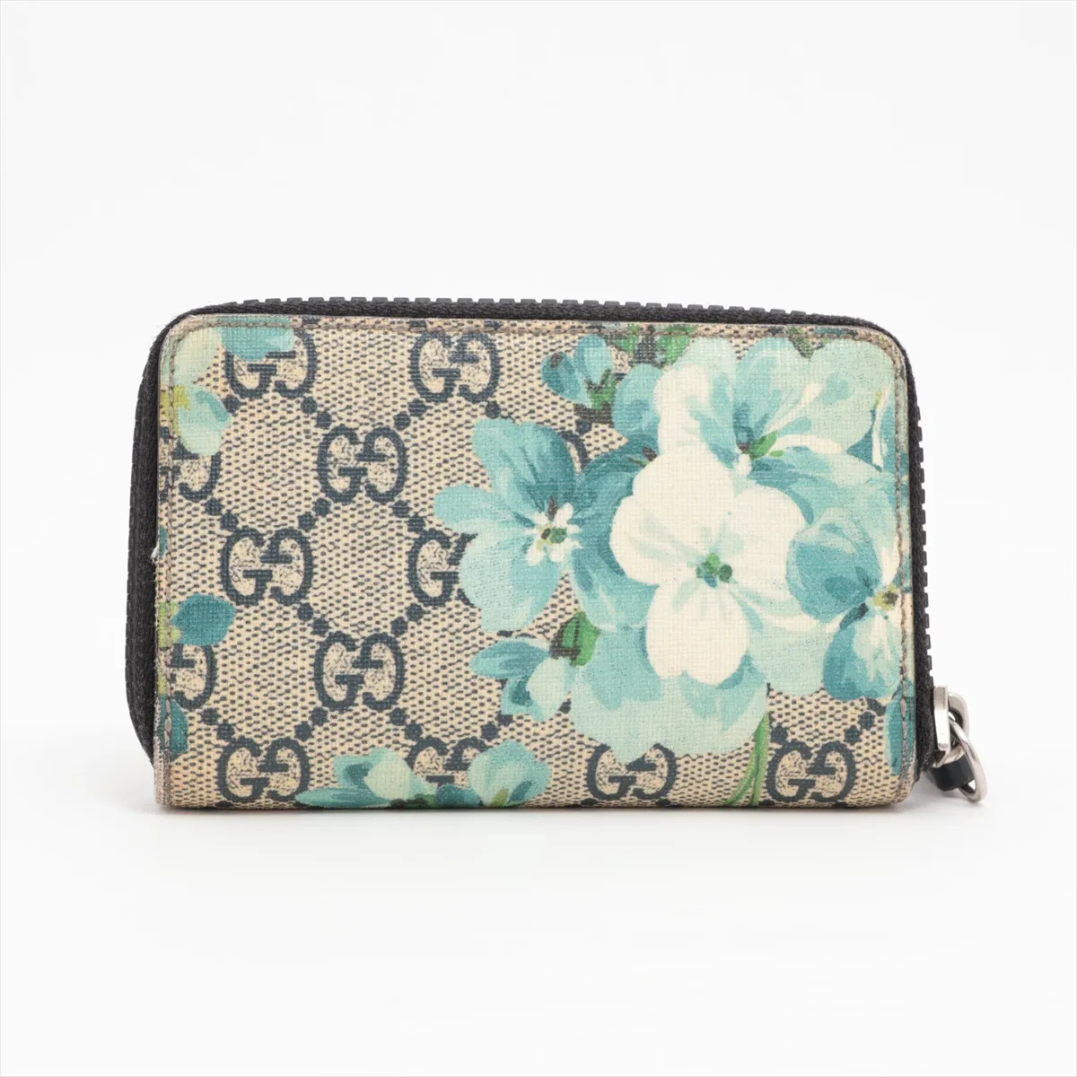 GG Blooms 410220 PVC x Leather Coin Case Beige x Blue — view 2