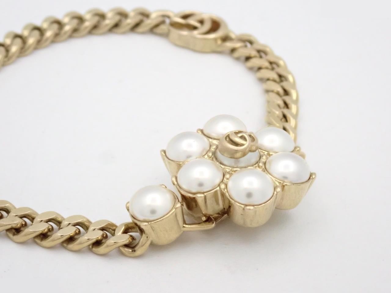 Double G bracelet pearl flower motif arm circumference approx. 16cm — view 3