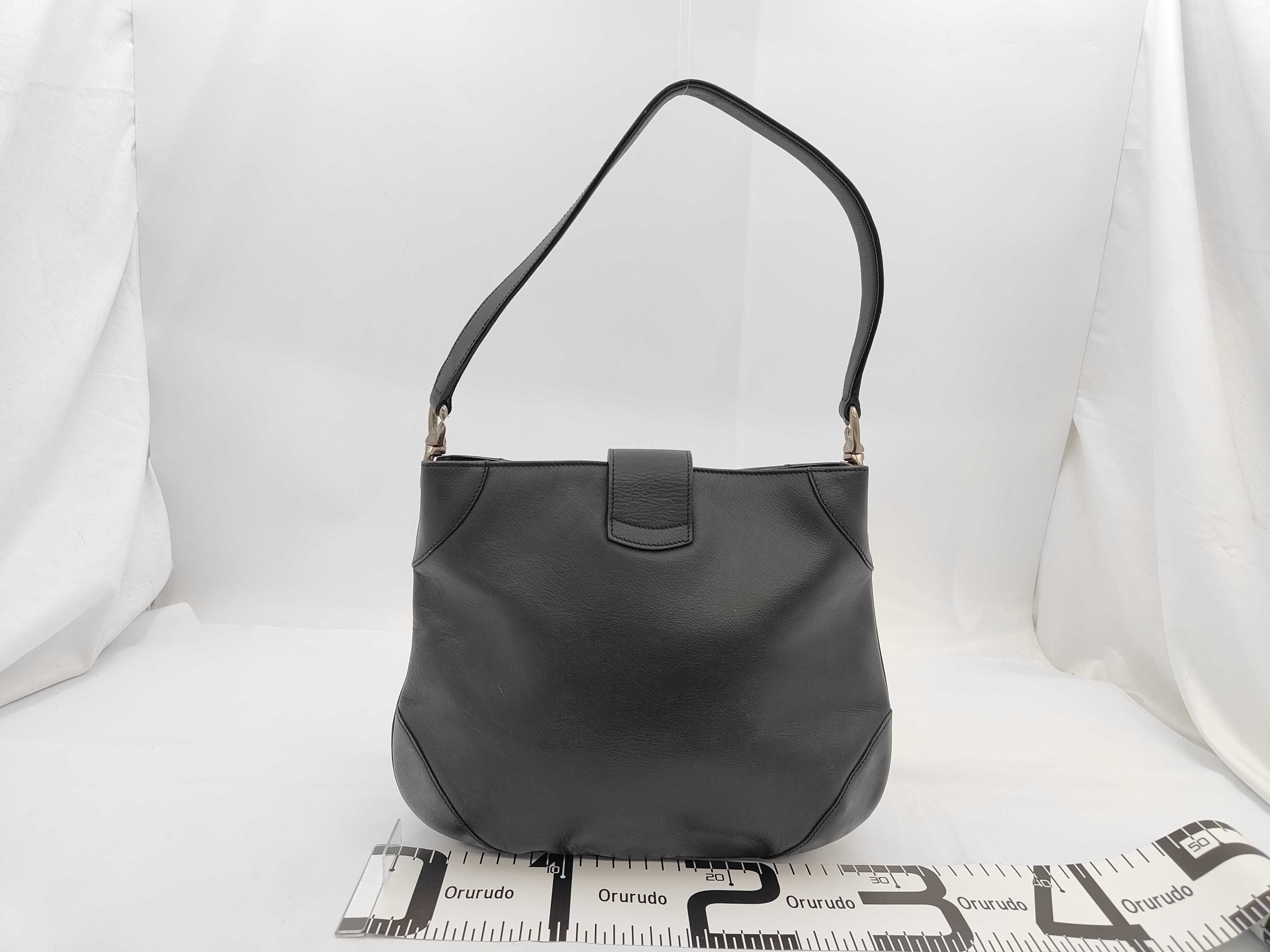 Leather Shoulder Bag, Black — view 2