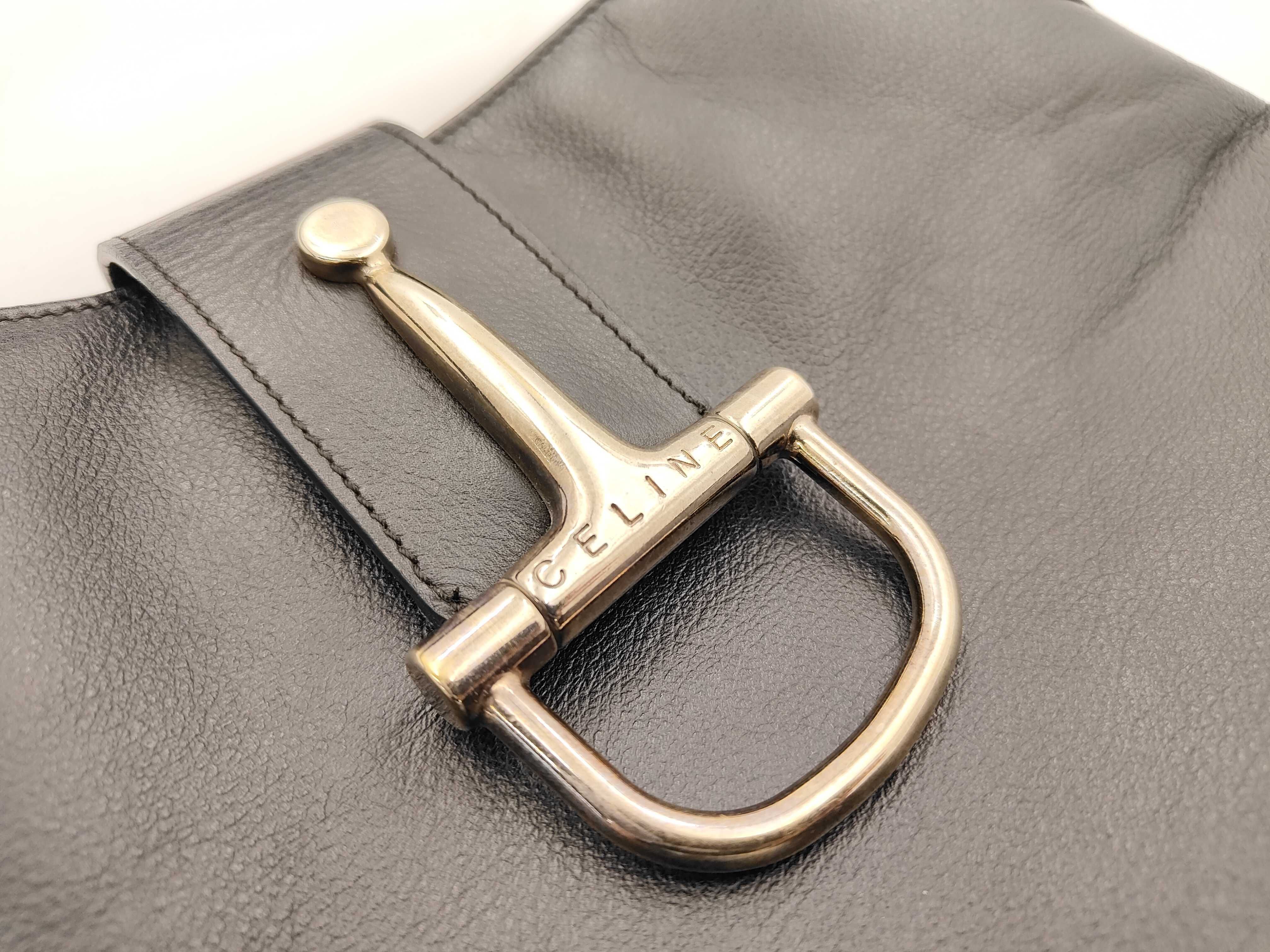 Leather Shoulder Bag, Black — view 13