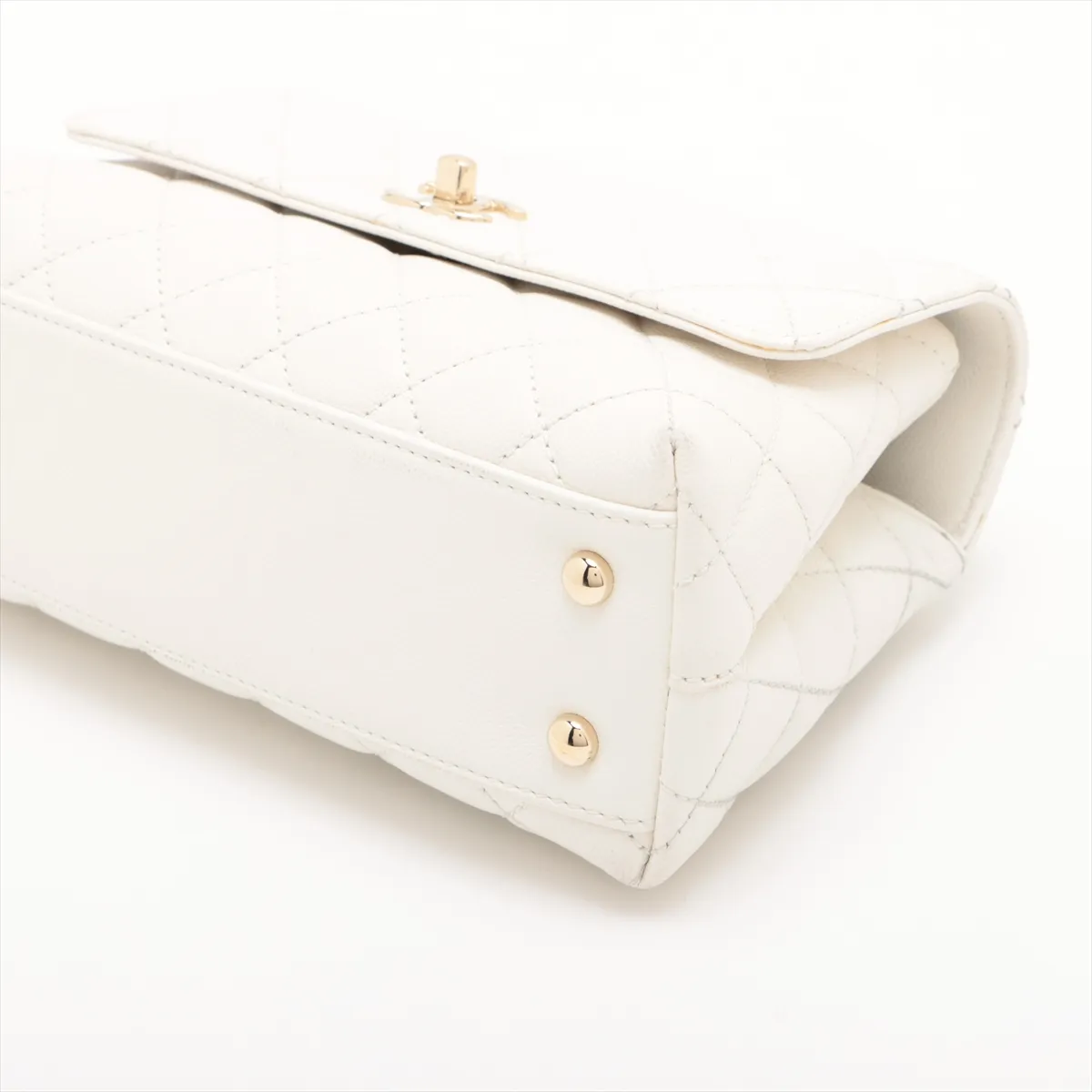Coco Handle 24 XS Caviar Skin 2WAY Handbag White Gold Hardware GJL9JJT2 Random Plate A92990 — view 3