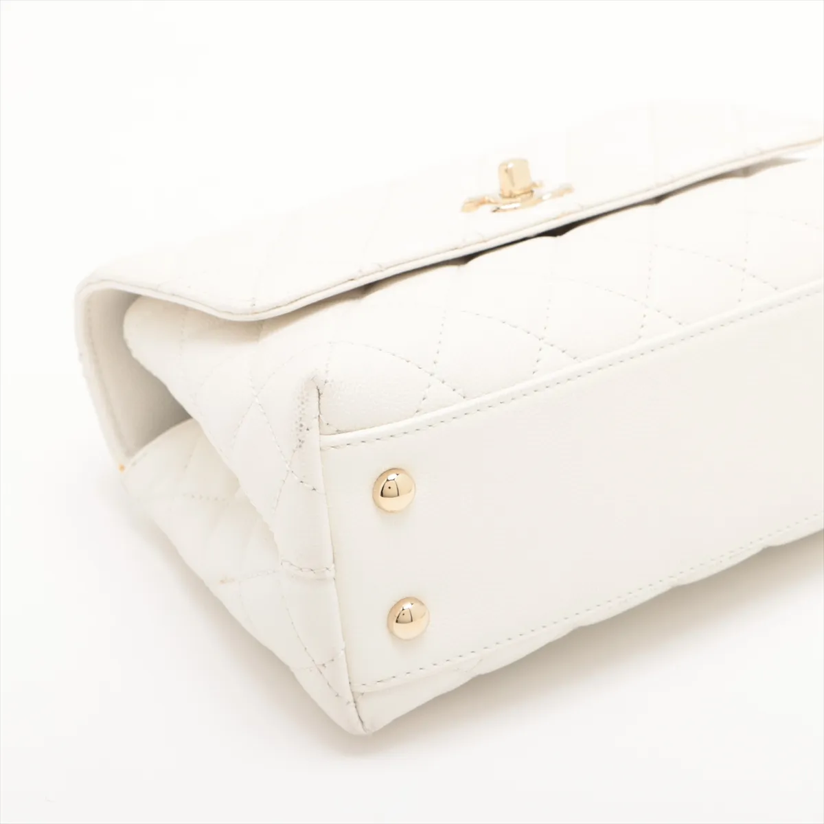 Coco Handle 24 XS Caviar Skin 2WAY Handbag White Gold Hardware GJL9JJT2 Random Plate A92990 — view 4