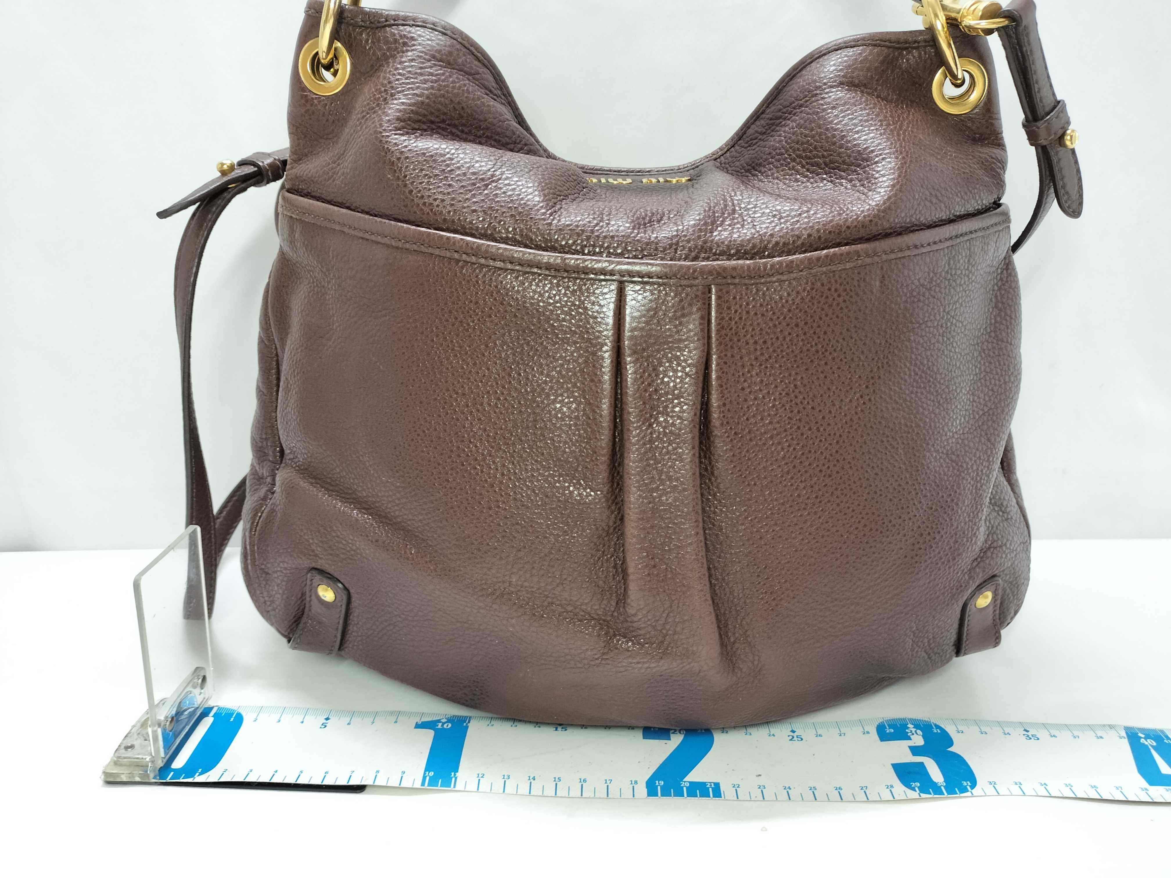 handbag, 2-way leather shoulder bag, brown. — view 2