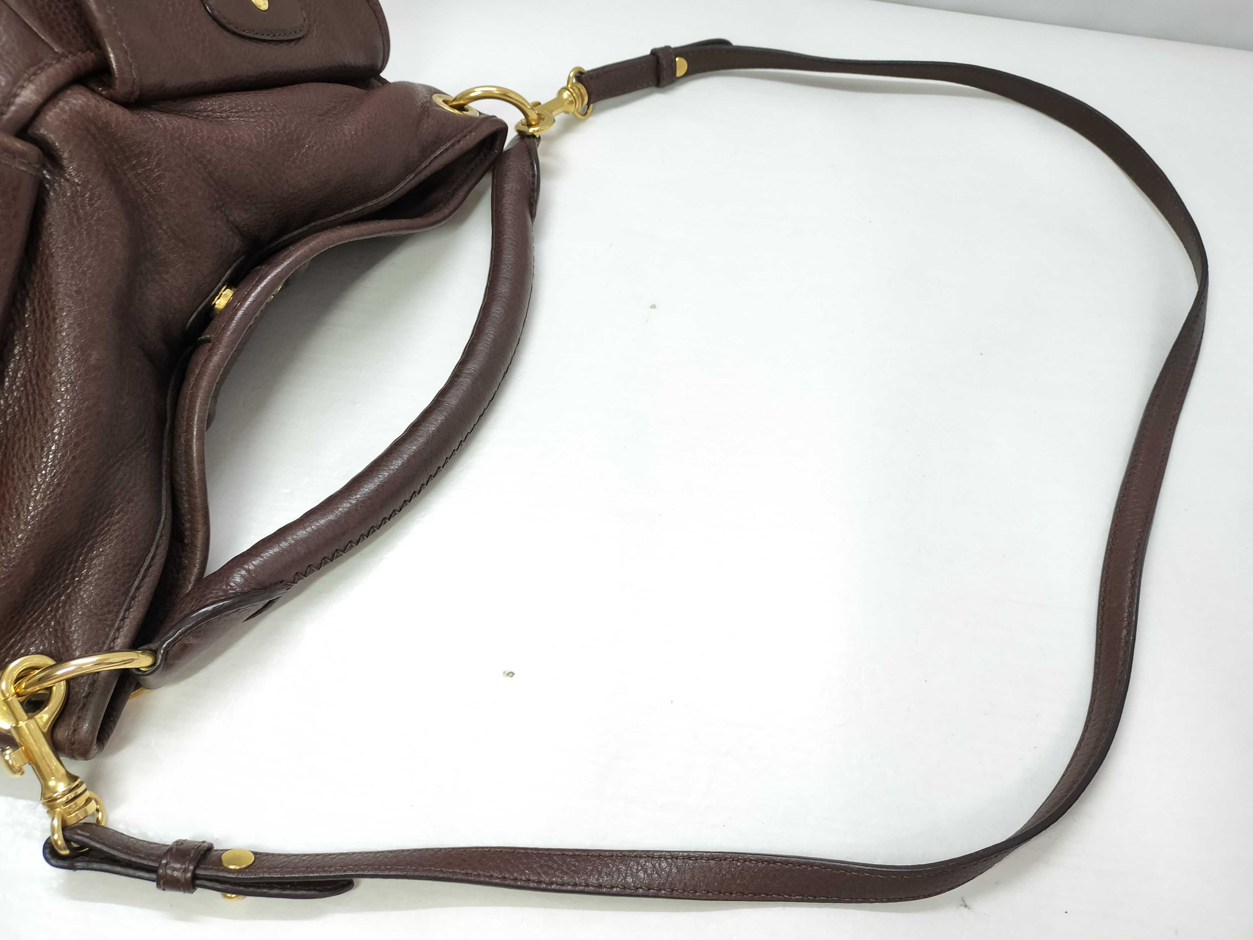 handbag, 2-way leather shoulder bag, brown. — view 3