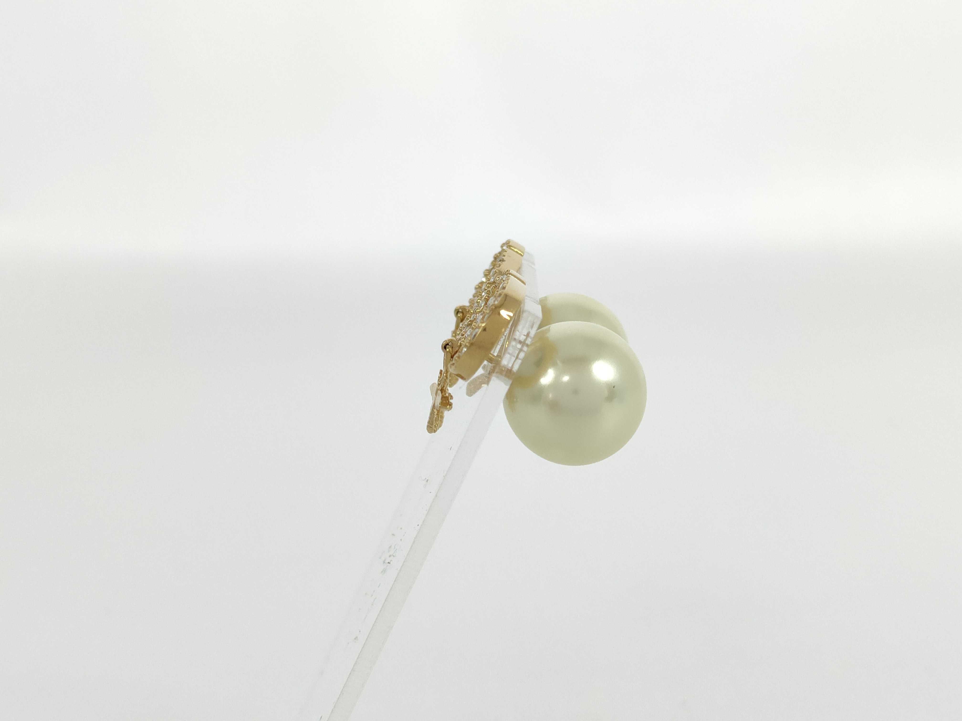 Faux Pearl Rhinestone Earrings — view 3
