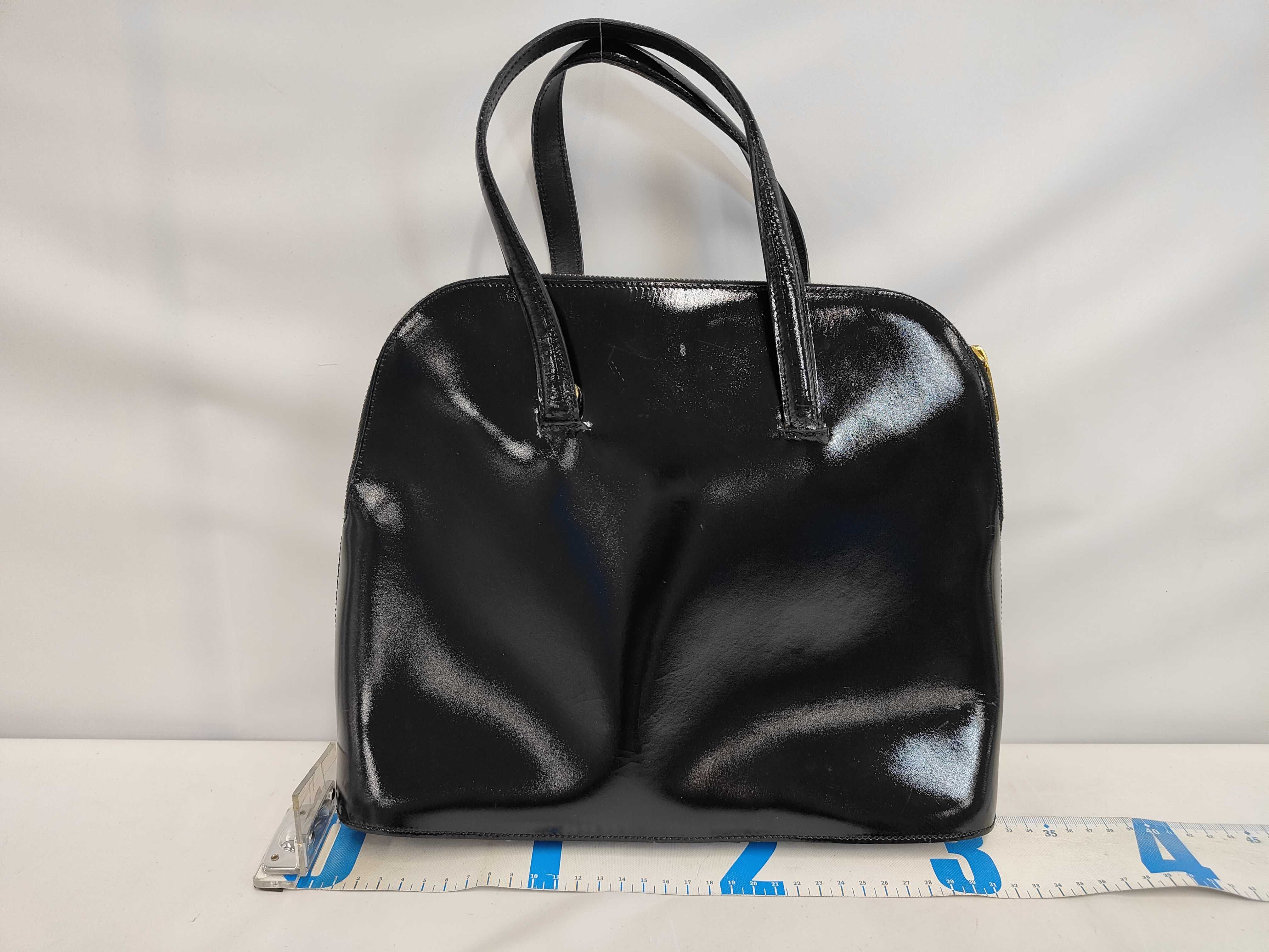 Leather Handbag with Gold Hardware, Black Handbag — view 2