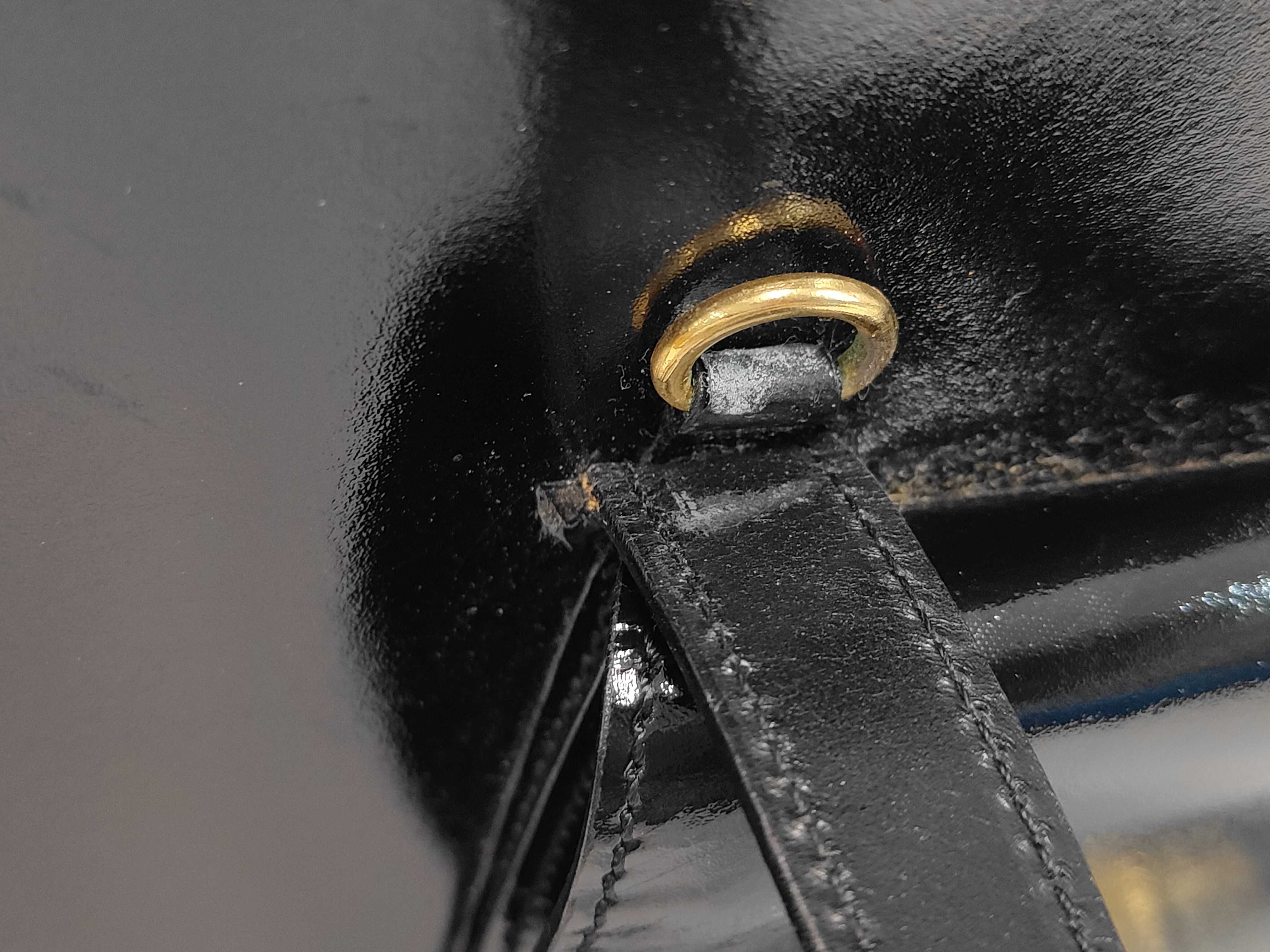 Leather Handbag with Gold Hardware, Black Handbag — view 7
