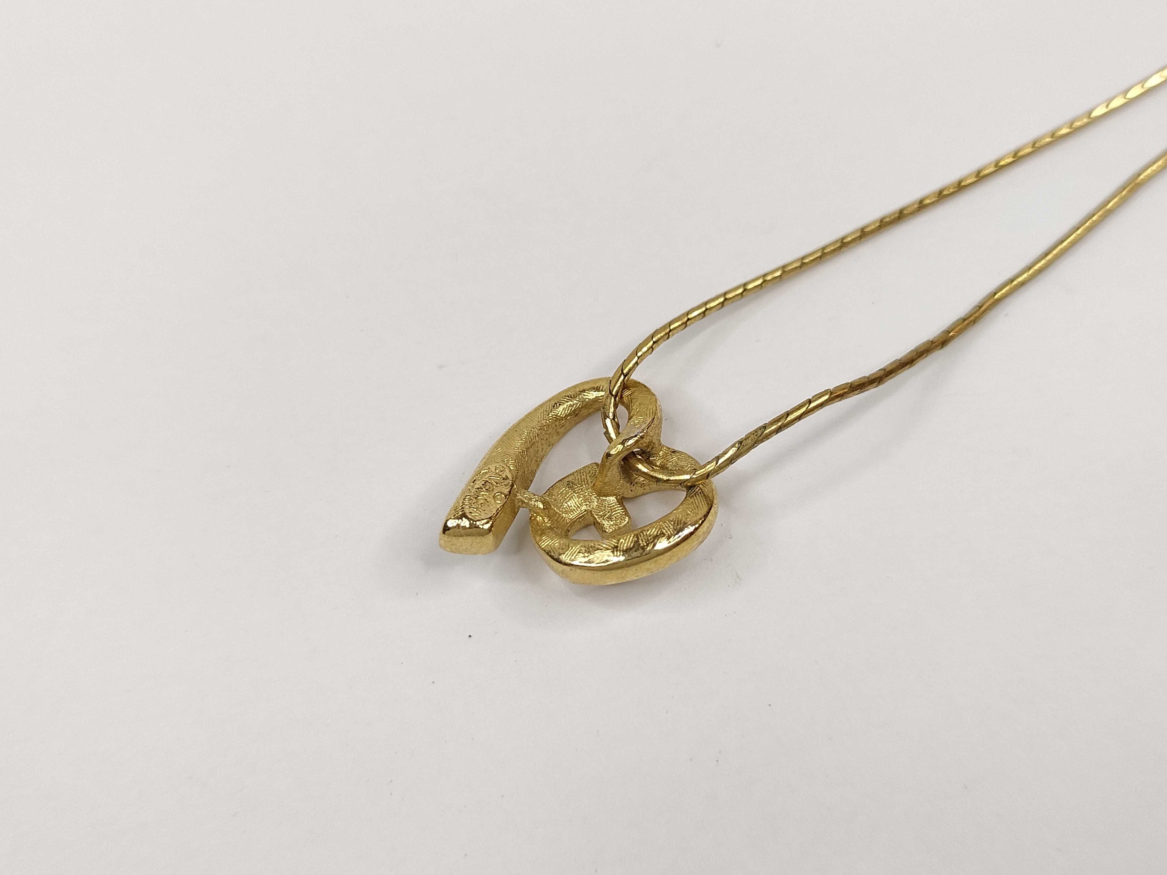 G Logo Heart Rhinestone Gold Tone Pendant Necklace — view 3