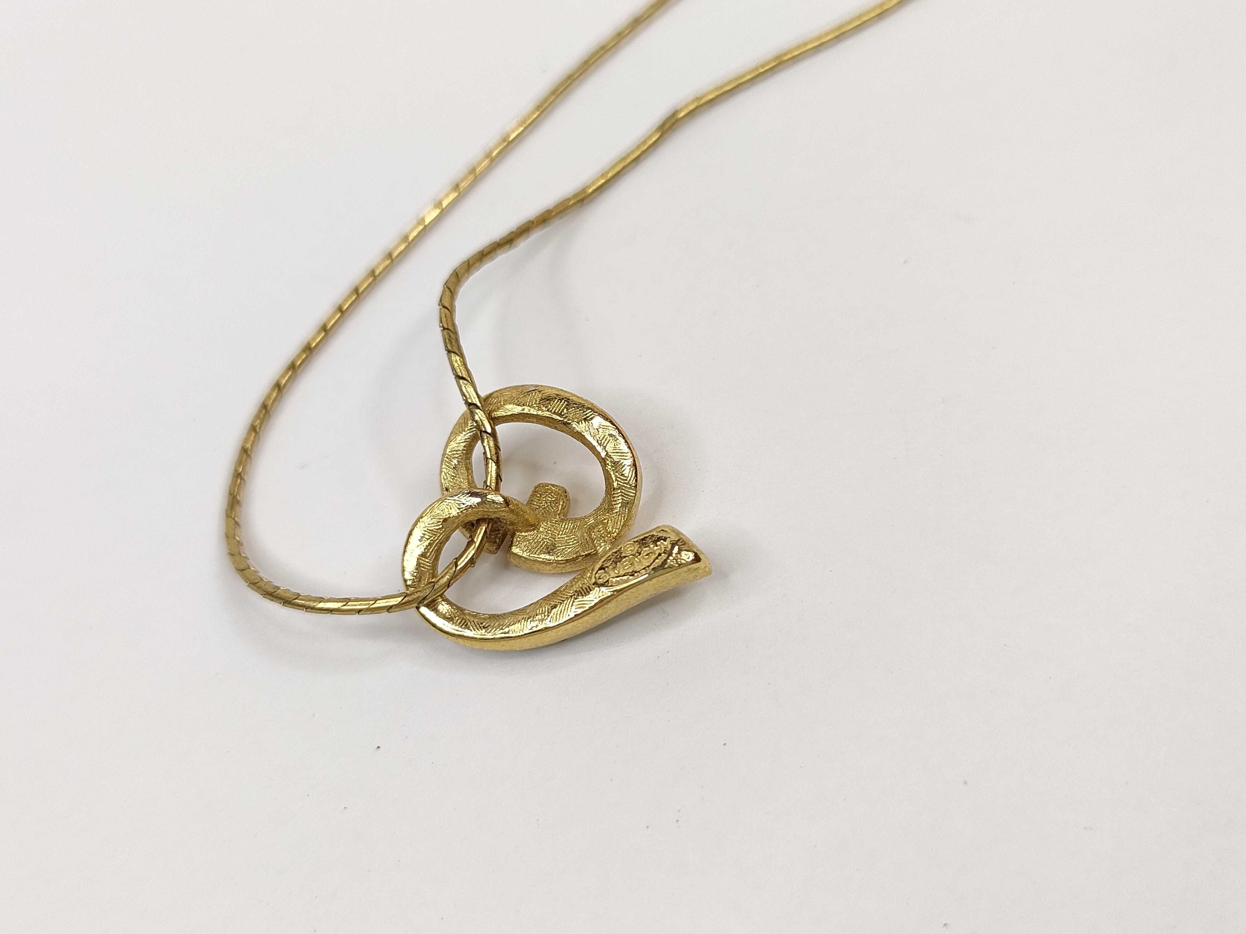 G Logo Heart Rhinestone Gold Tone Pendant Necklace — view 4