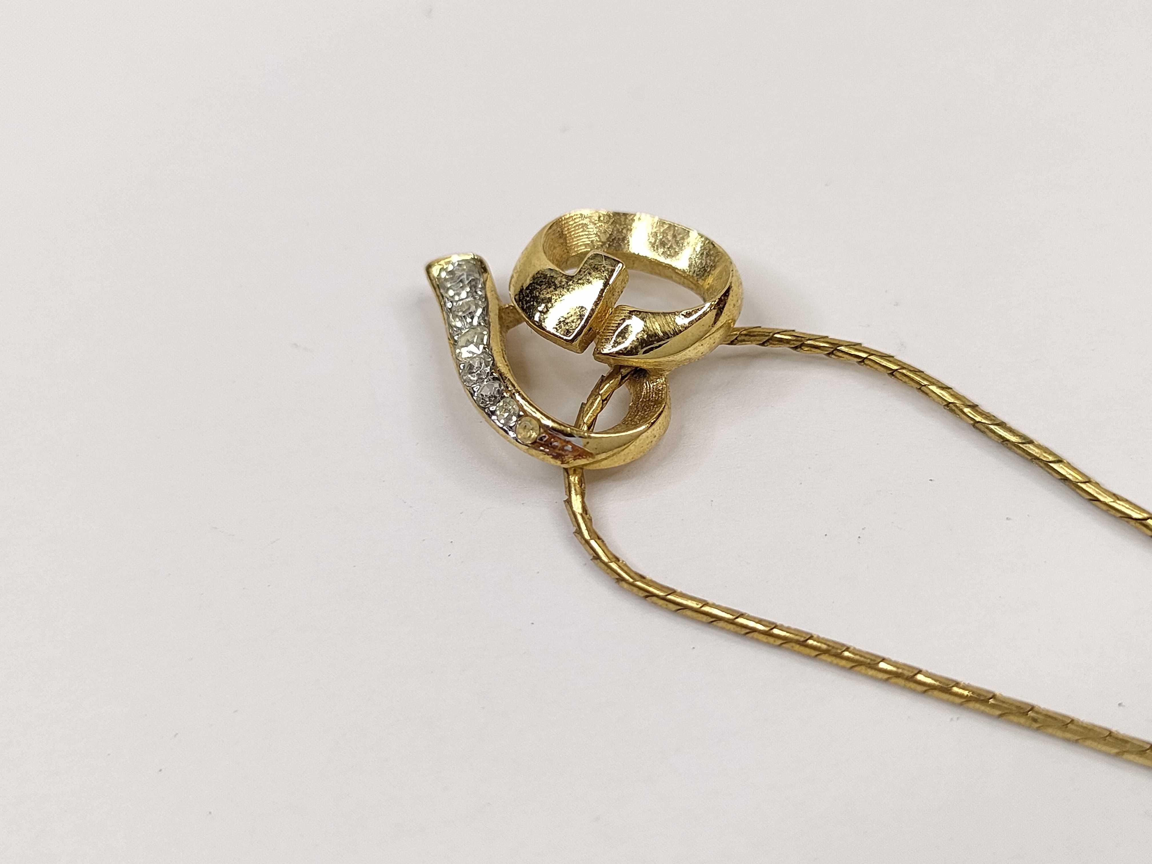 G Logo Heart Rhinestone Gold Tone Pendant Necklace — view 8