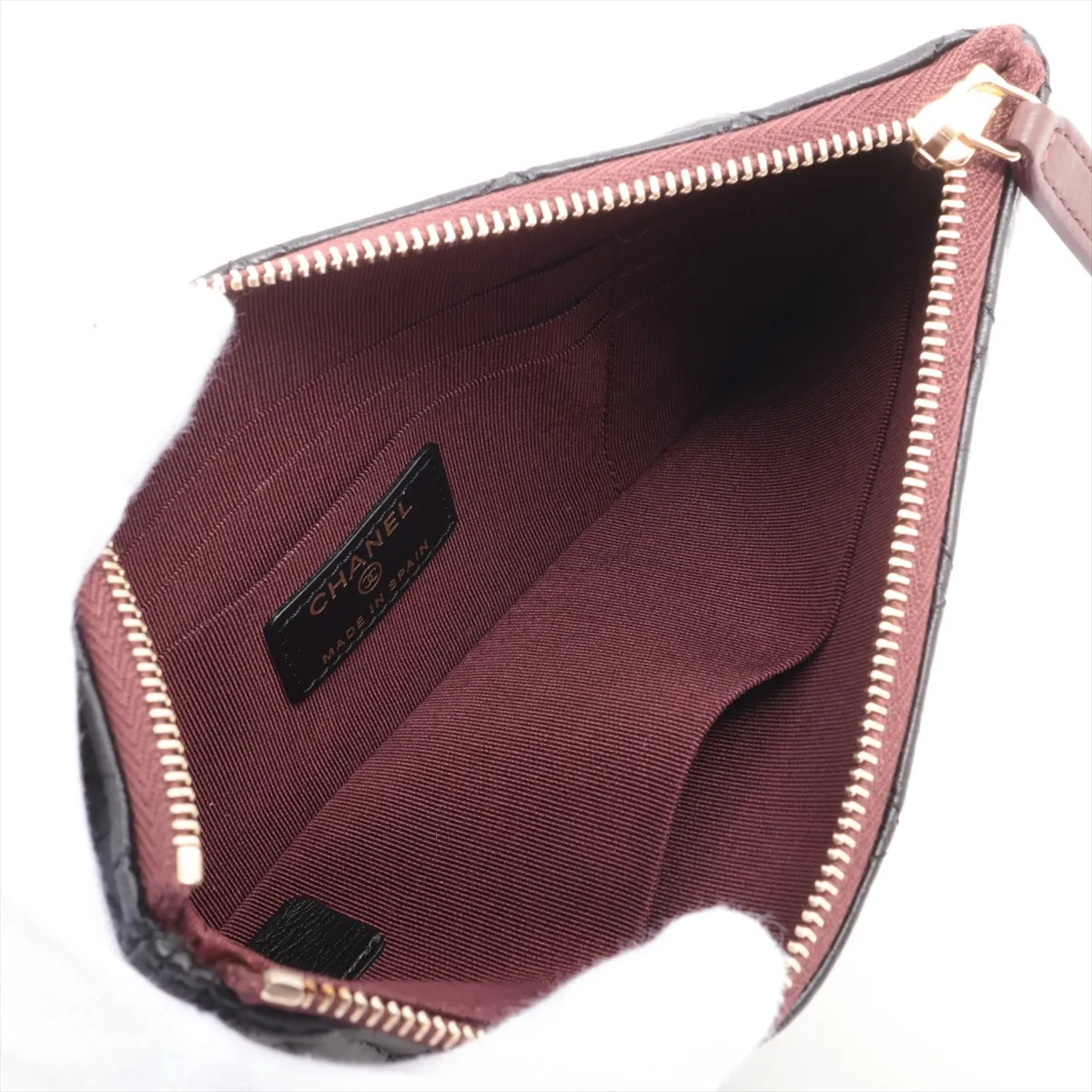 2.55 Calfskin Pouch Black Gold Hardware 29596601 — view 3