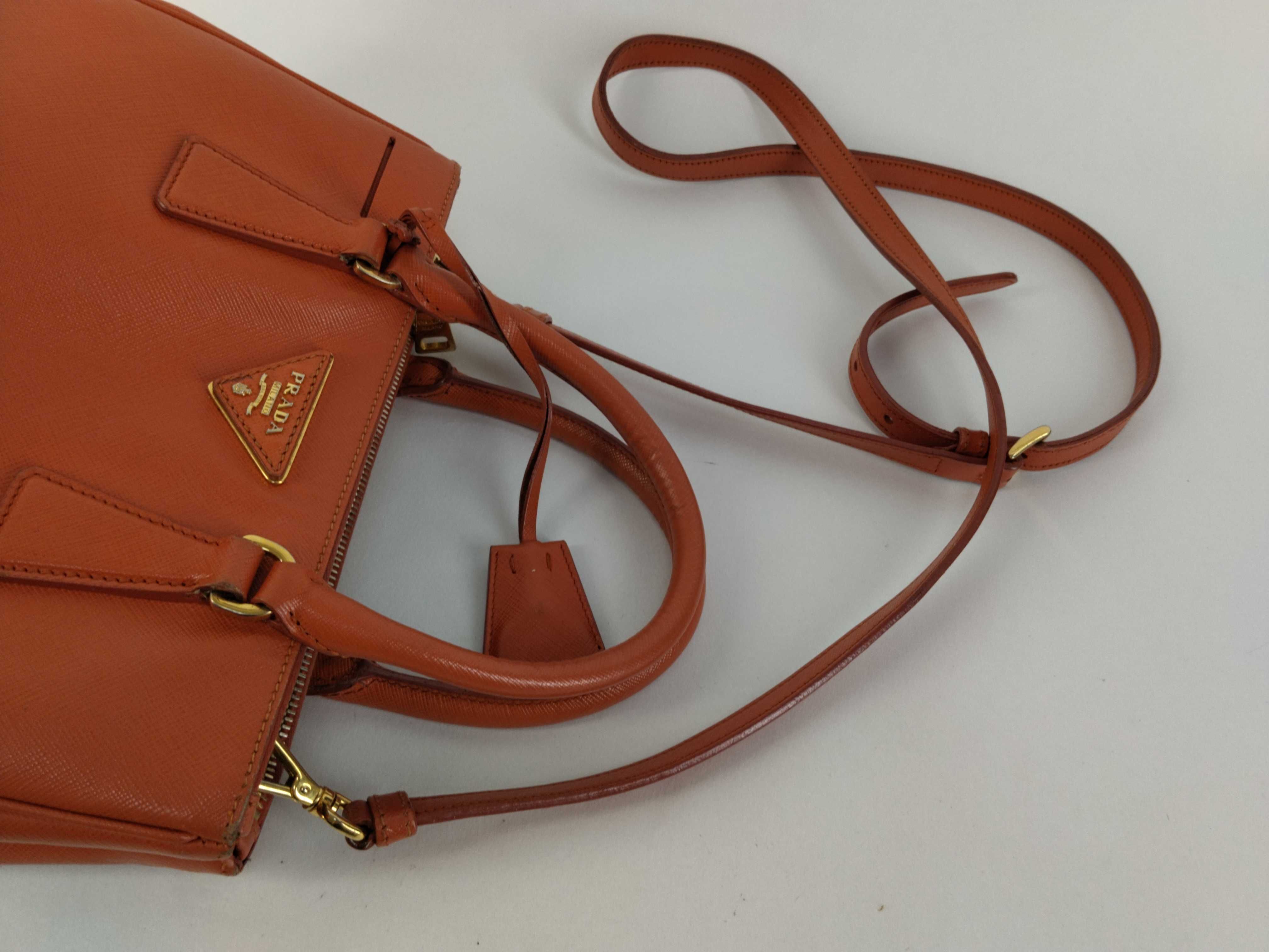 2-way bag with long strap, Saffiano leather, Luxe Pallas, orange handbag — view 3