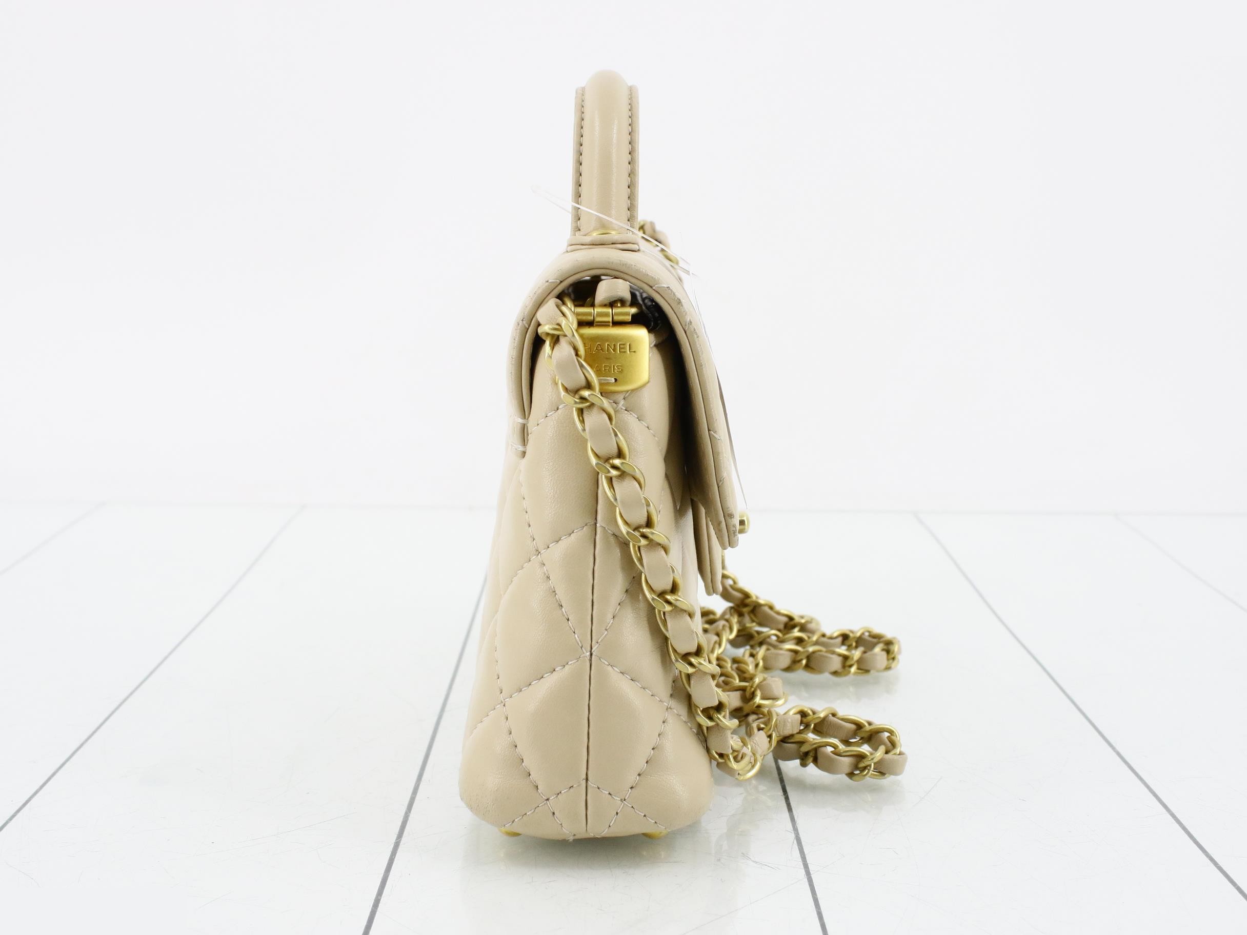 Lambskin Top Handle Chain Shoulder Bag IC — view 4