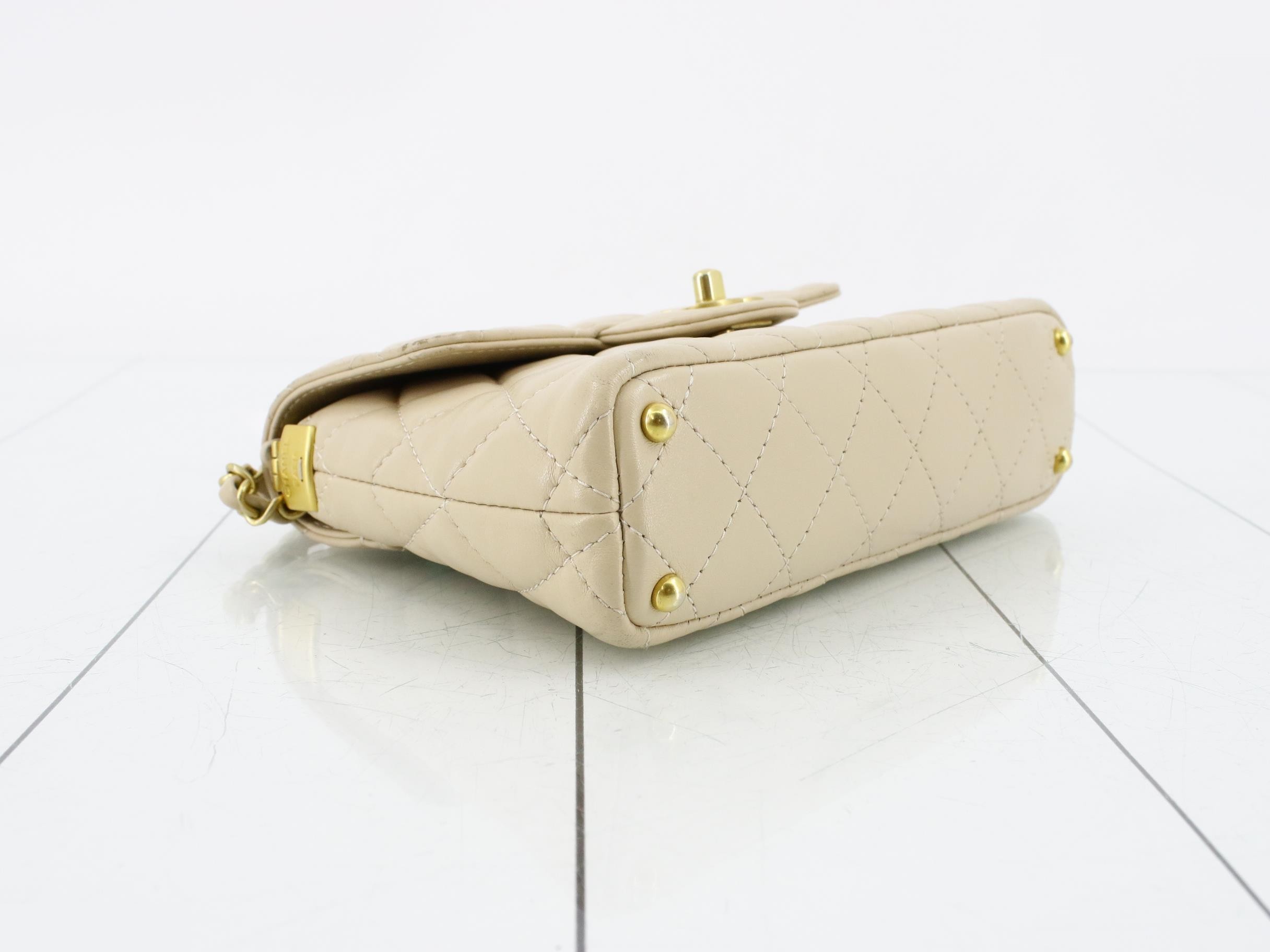 Lambskin Top Handle Chain Shoulder Bag IC — view 5