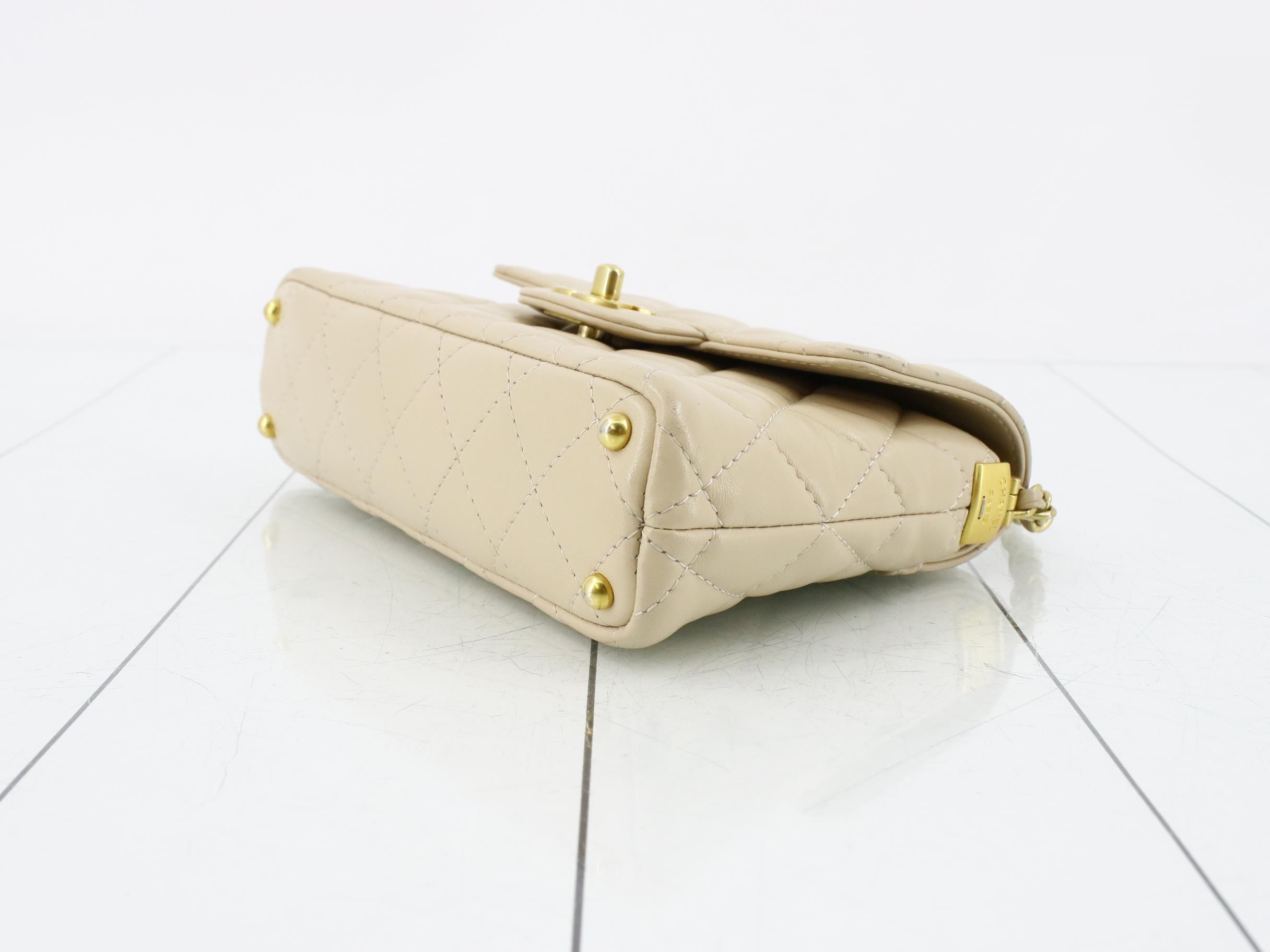 Lambskin Top Handle Chain Shoulder Bag IC — view 6