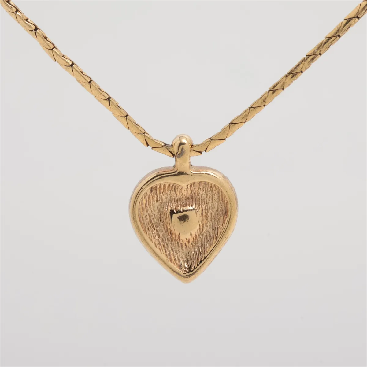 Heart Necklace, GP x Rhinestone, Gold, — view 2