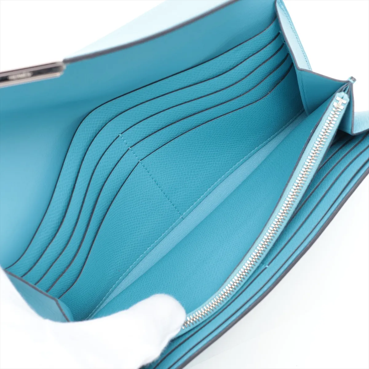 Constance Long Wallet, Veau Epsom Leather, Blue du Nord, Silver Hardware, D: 2019 — view 6