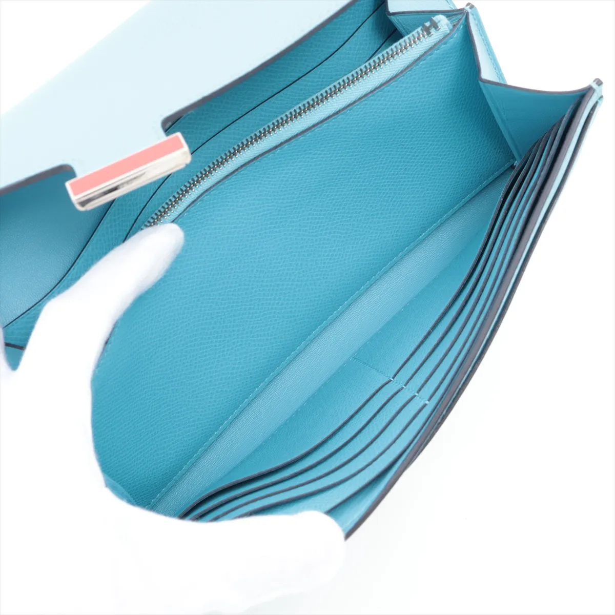 Constance Long Wallet, Veau Epsom Leather, Blue du Nord, Silver Hardware, D: 2019 — view 7