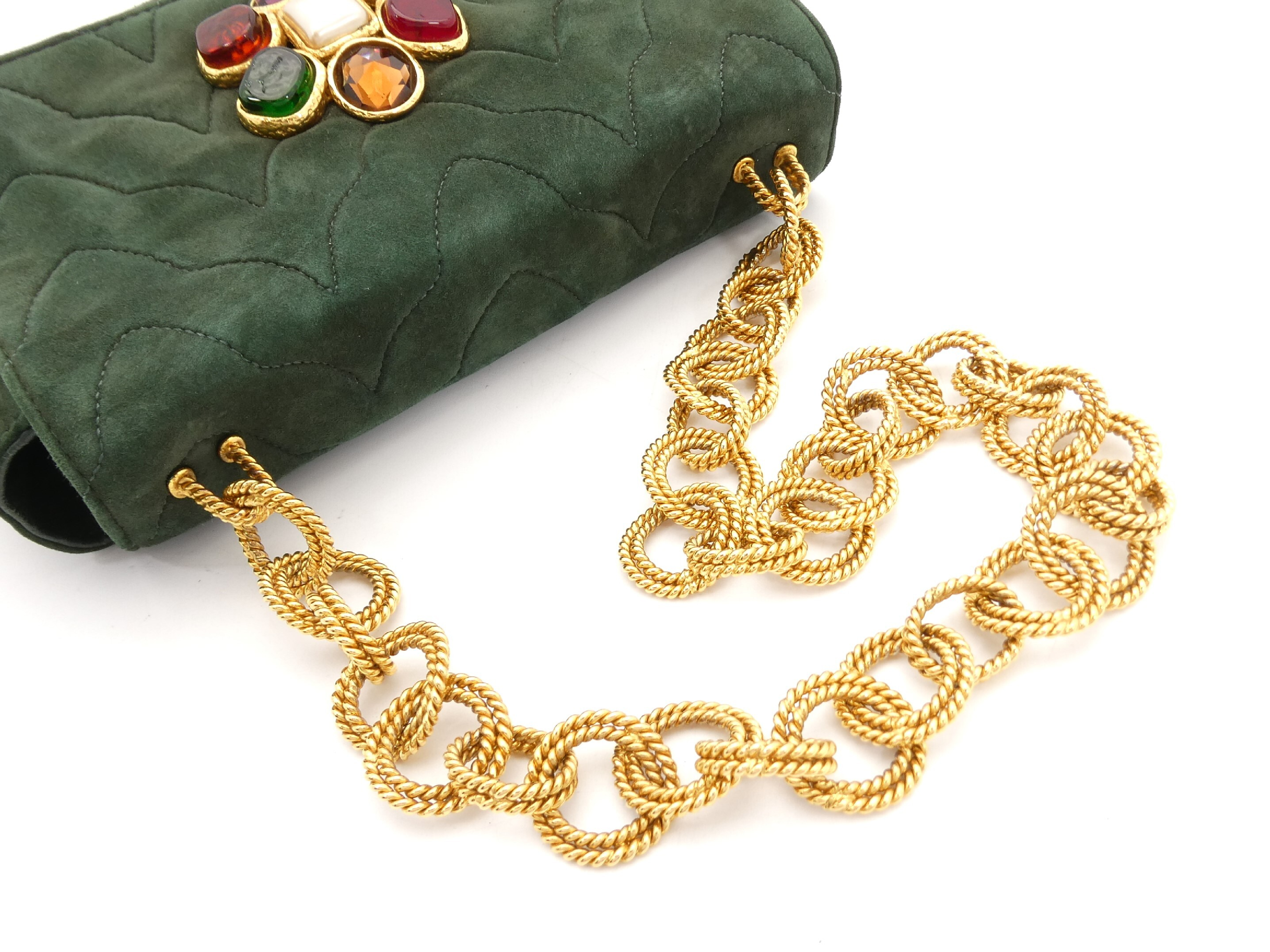 Gripoix Suede Chain Shoulder Bag — view 6