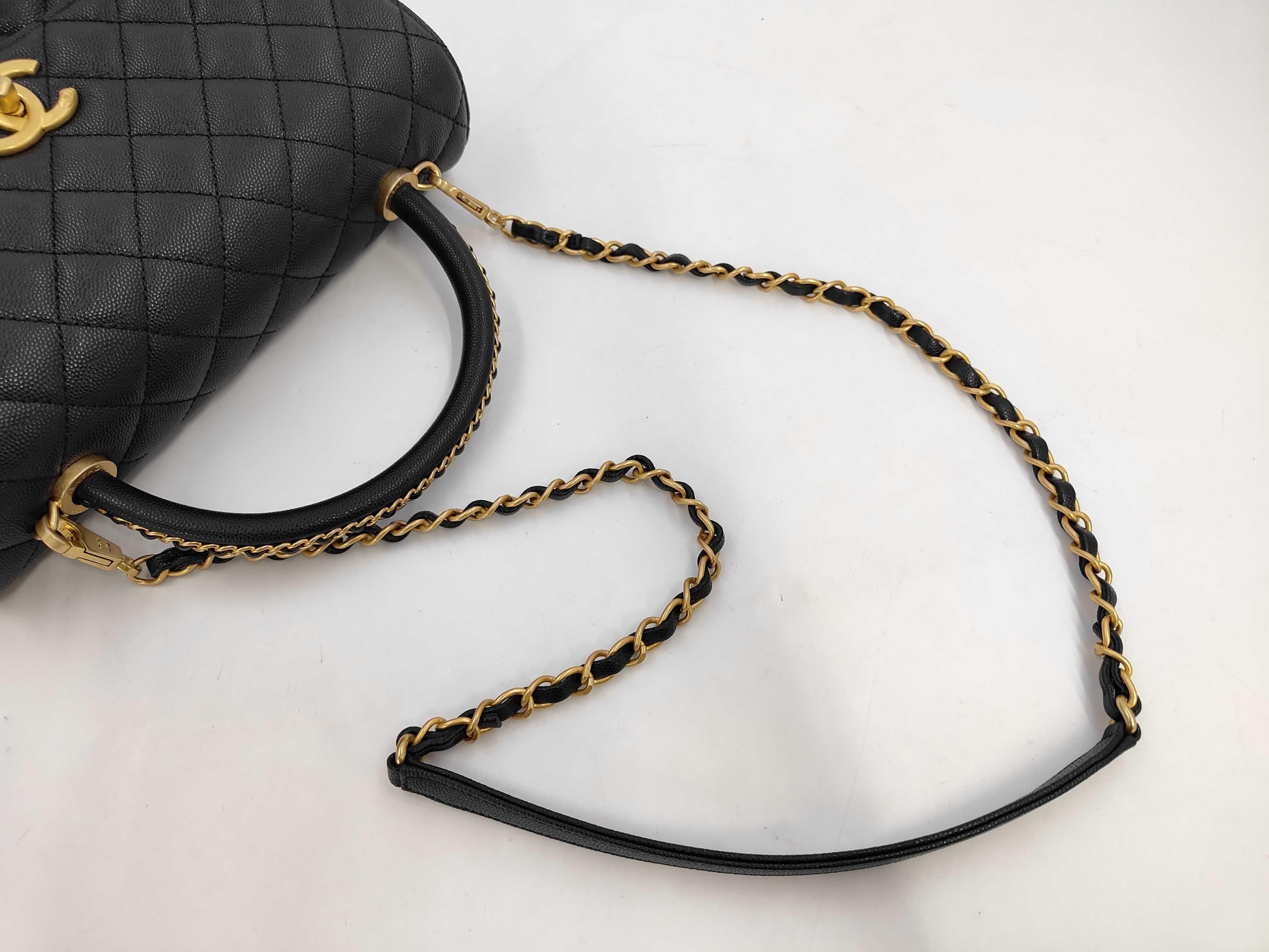 Coco Handle 2-way Shoulder Bag with Serial Plate, Black — view 5