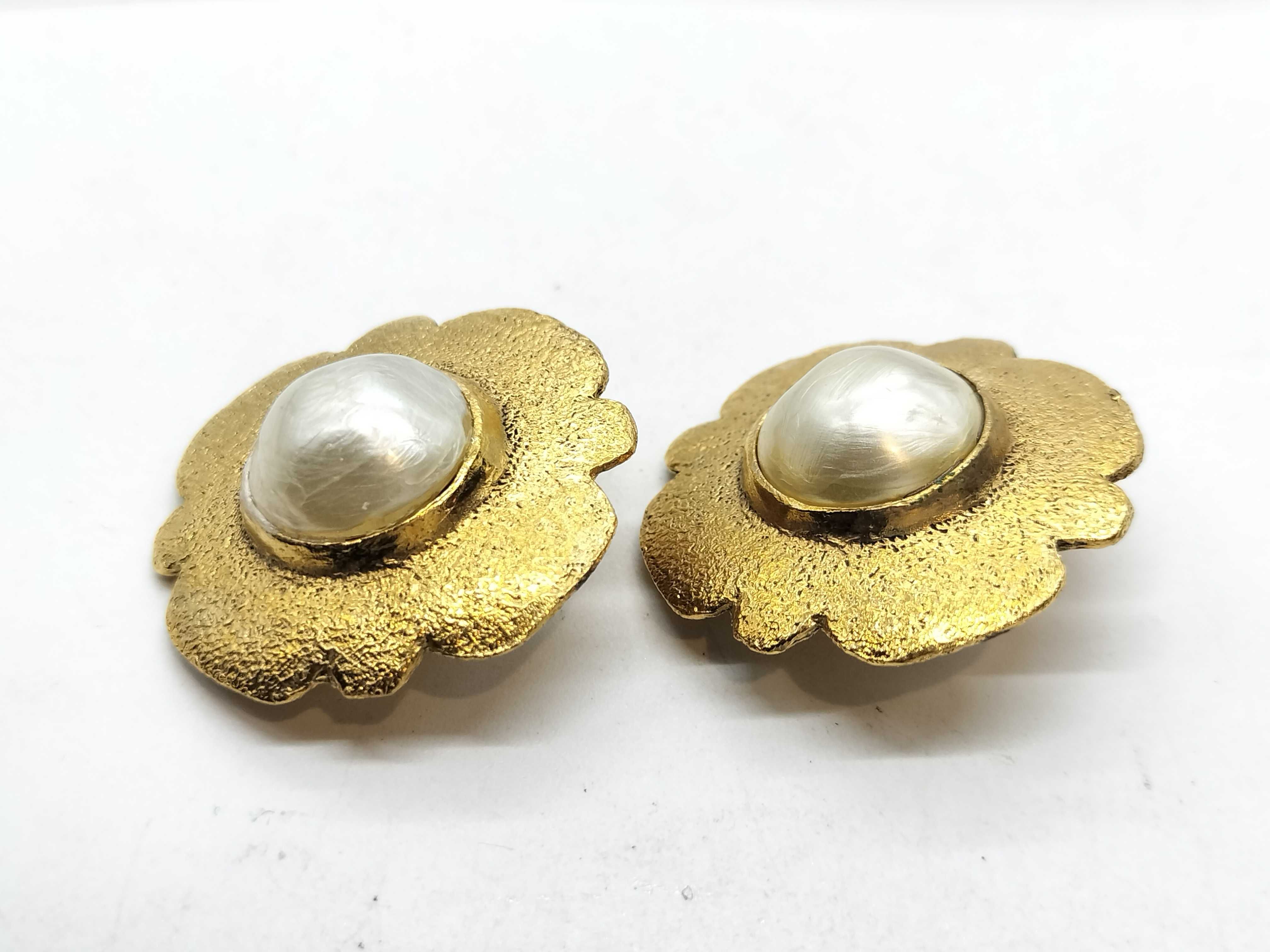 Gold Plated Faux Pearl Earrings — view 4