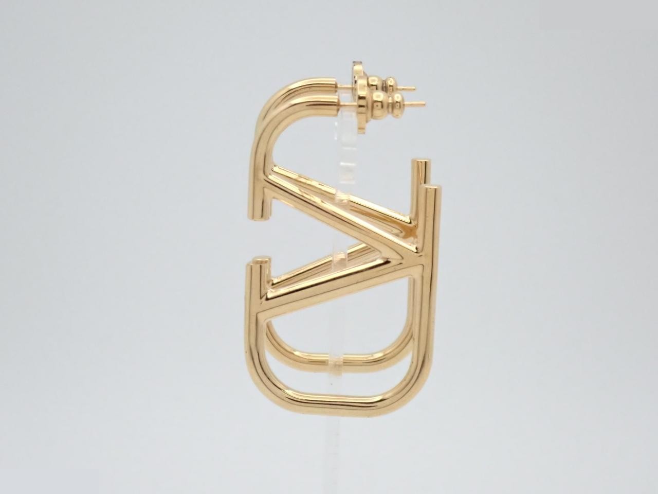 earrings, V logo signature metal earrings — view 3
