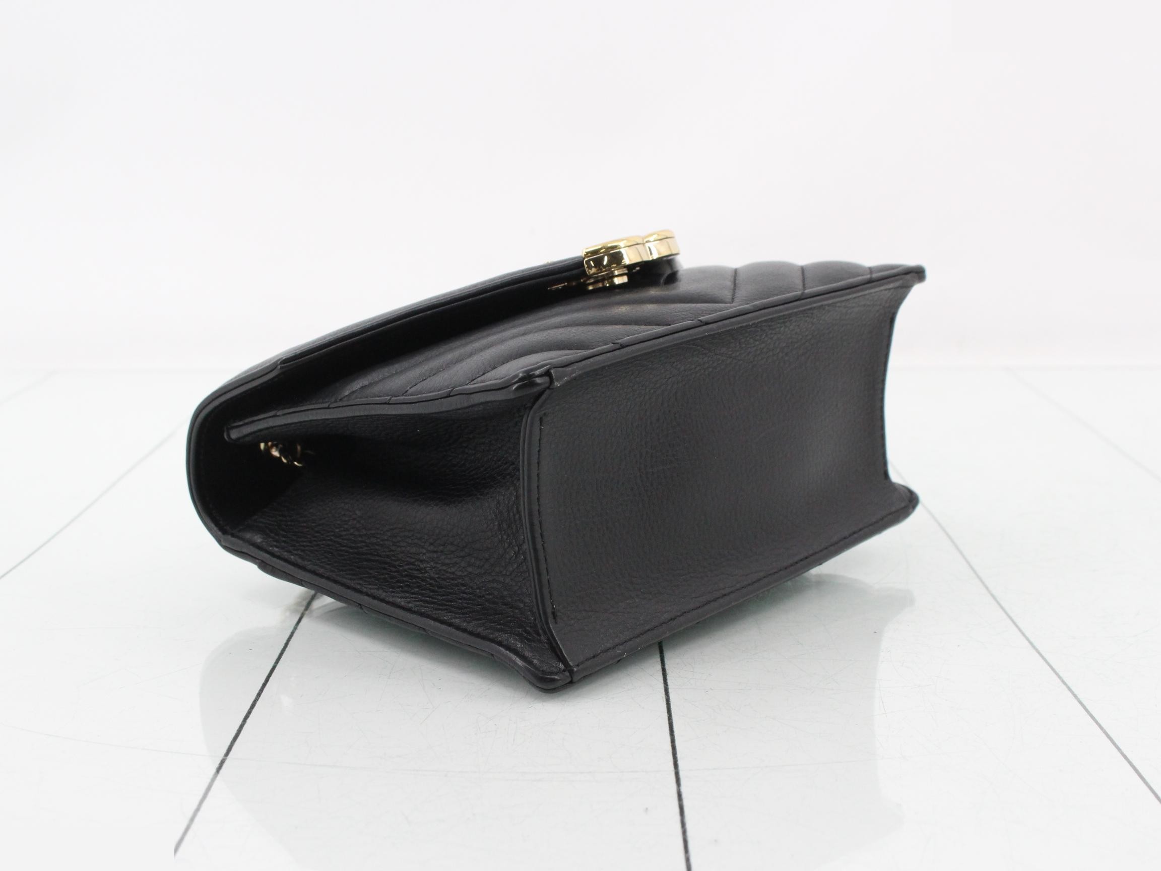 Leather, lambskin, V-stitch, chain shoulder bag, black — view 5