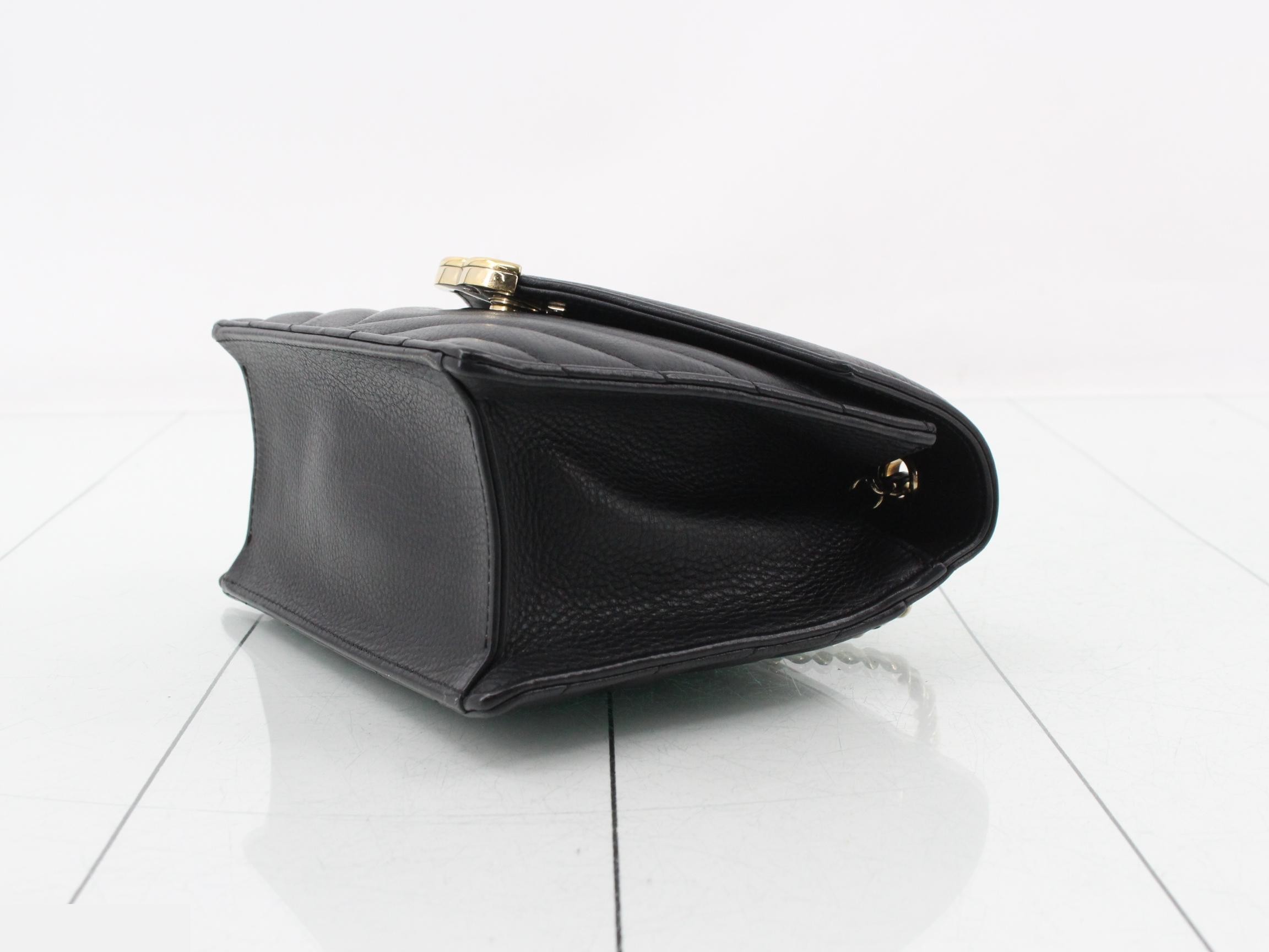 Leather, lambskin, V-stitch, chain shoulder bag, black — view 6
